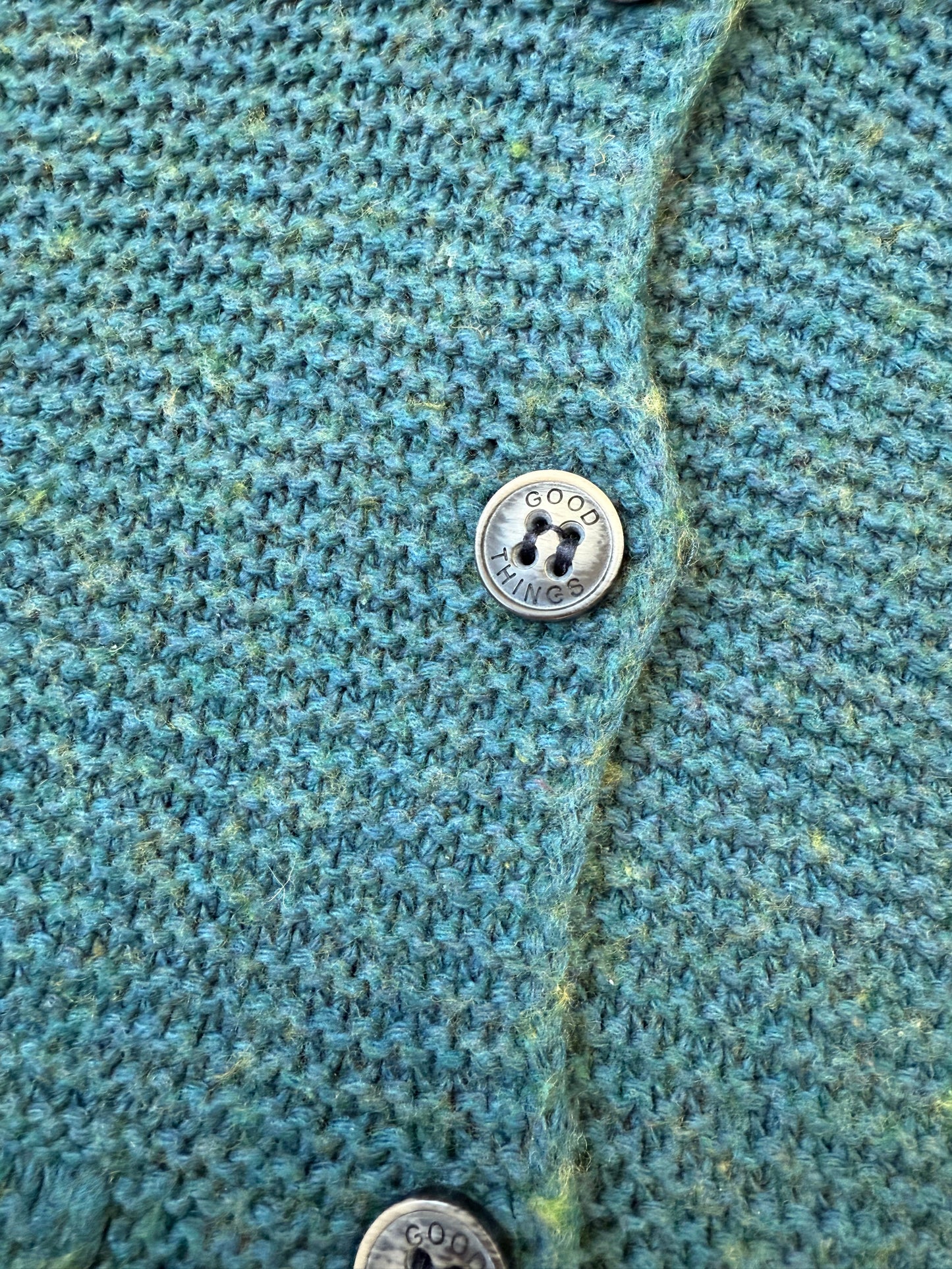 Zara Knitwear Blue Teddy Knit Button Up Sweater (2-3 Years)