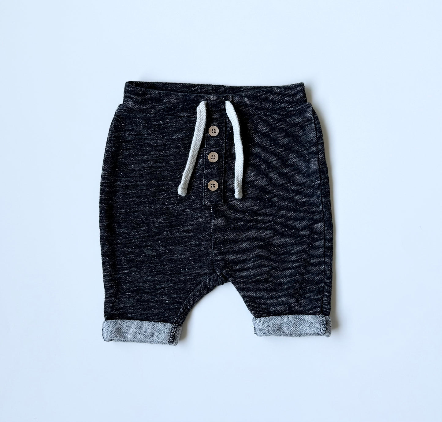 Old Navy Black Heathered Three Button Jogger Shorts (6-12 Months)