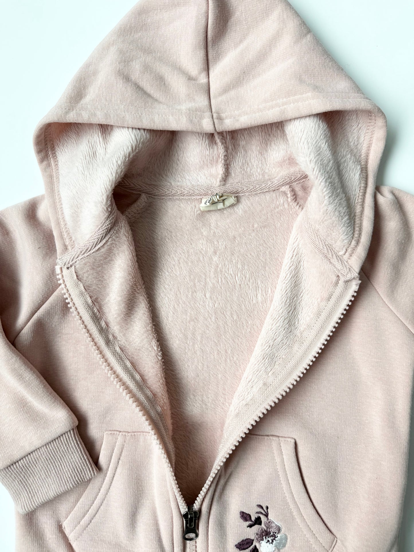 Badaboom Pink Embroidered Flower Zip Up Hoodie (12 Months)