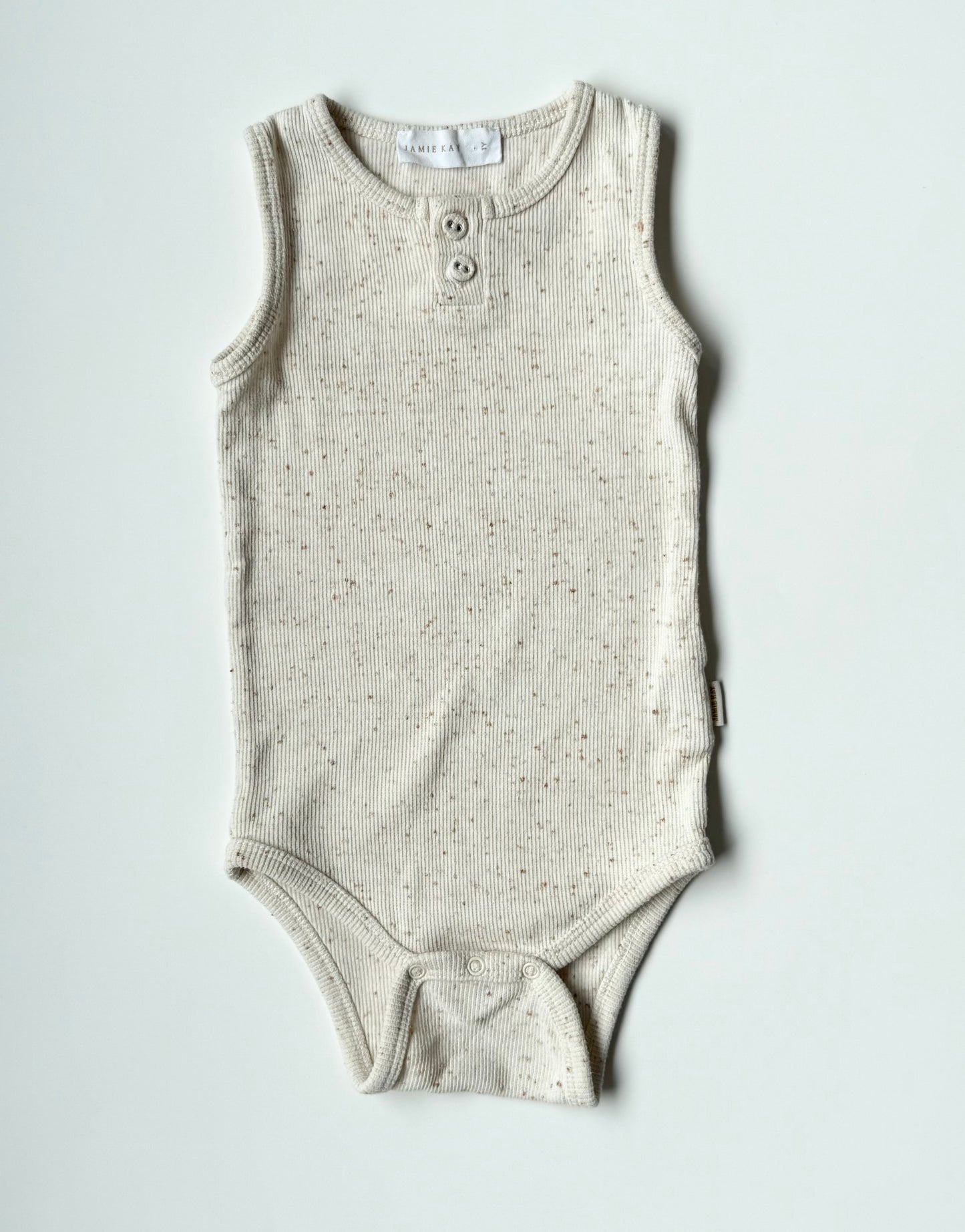 Jamie Kay Light Beige Speckled Ribbed Sleeveless Bodysuit (1 Year)
