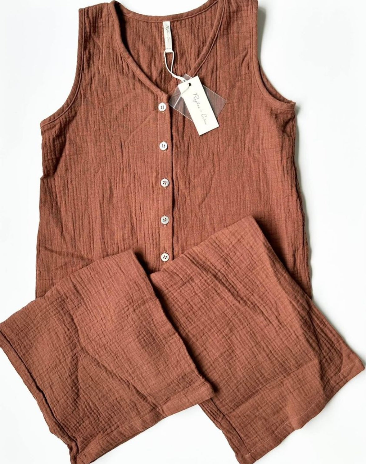 Rylee & Cru Muslin Bridgette Jumpsuit in Amber - New (10-12 Years)