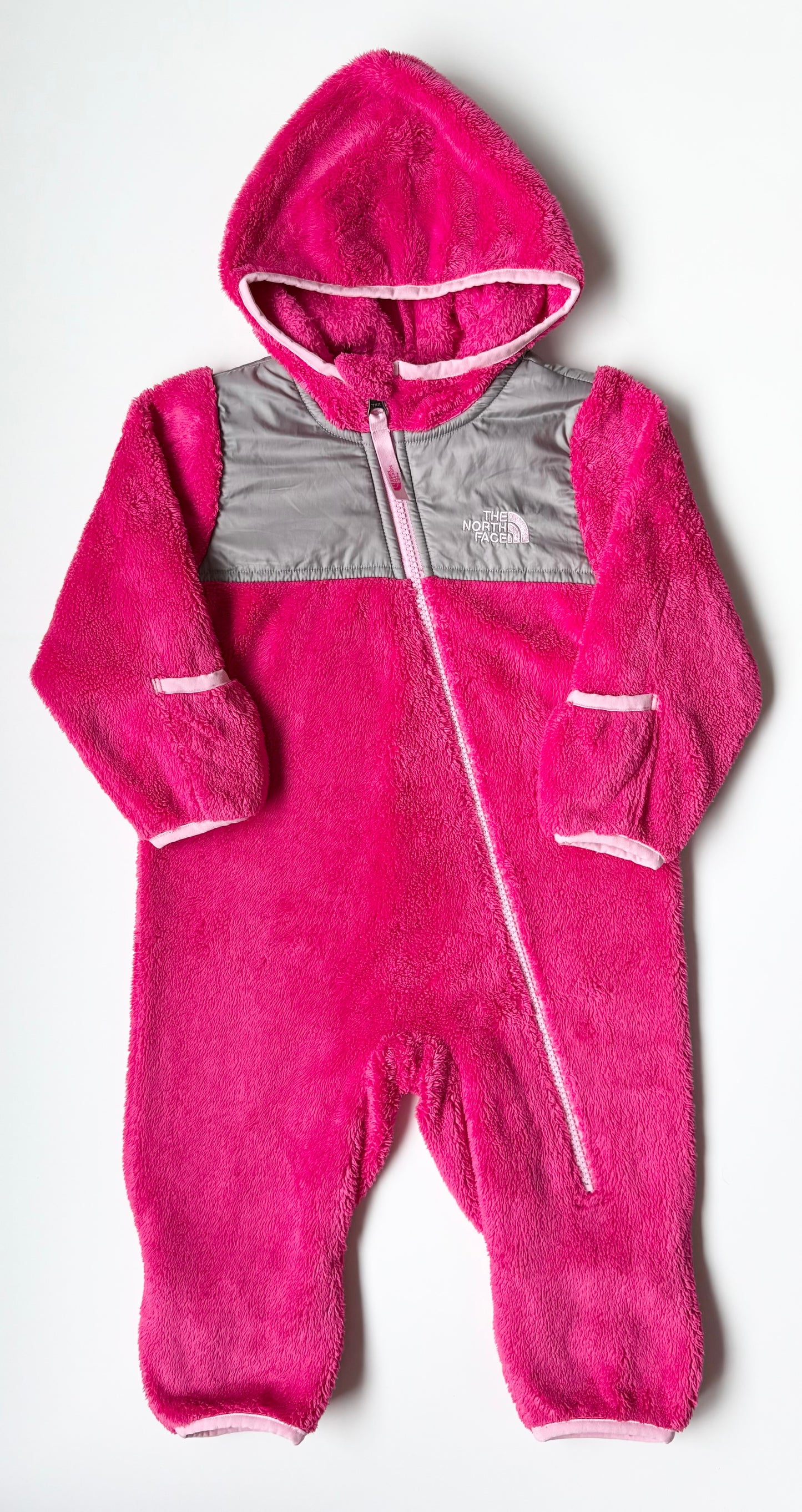 The North Face Oso Hot Pink & Grey Fleece Bunting Suit (6-12 Months)
