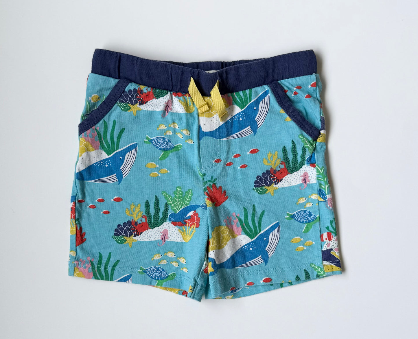 Baby Boden Blue Under the Sea Shorts (18-24 Months)