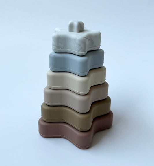 Silicon Beige Stars Stacking Tower