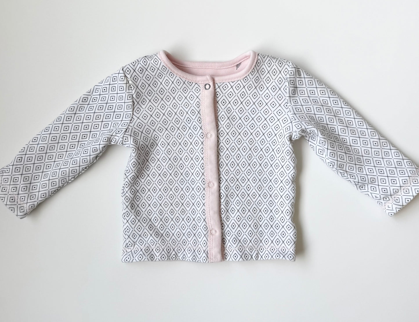 Petit Lem Pink Bunnies Reversible Button Up Sweater (0-3 Months)