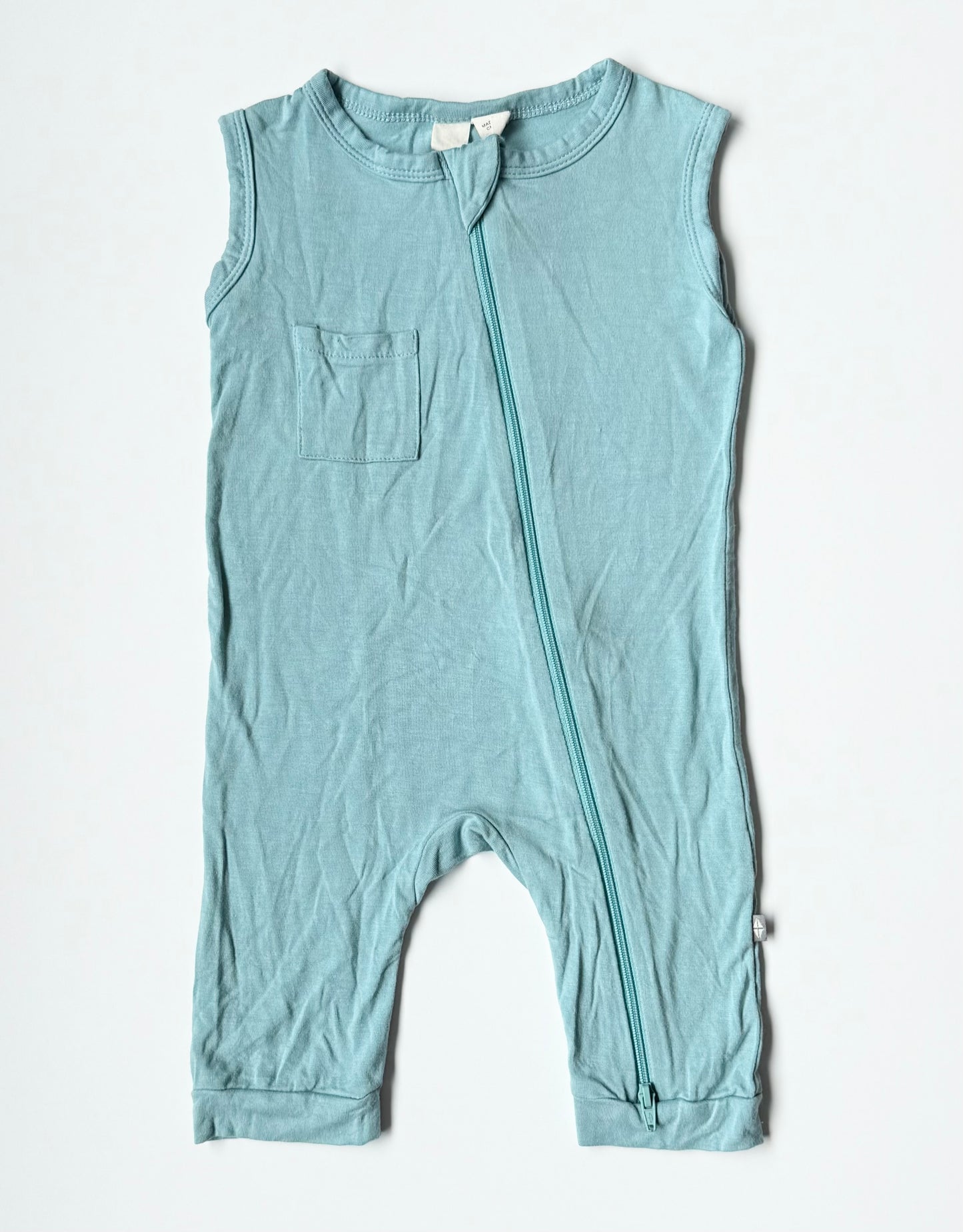 Kyte Seafoam Sleeveless Zipper Romper (6-12 Months)