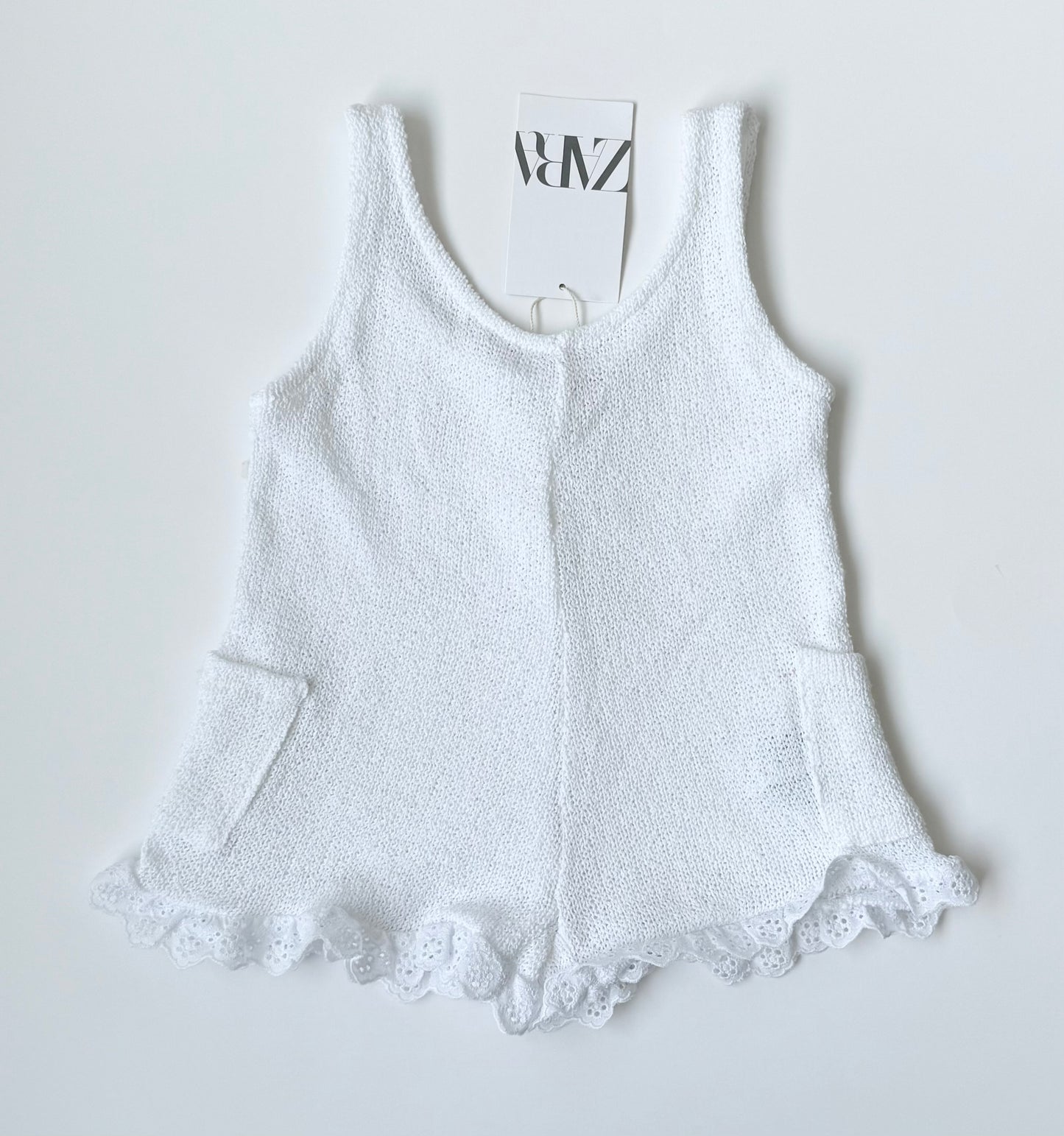 Zara White Knit Mesh Summer Romper - New (3-4 Years)