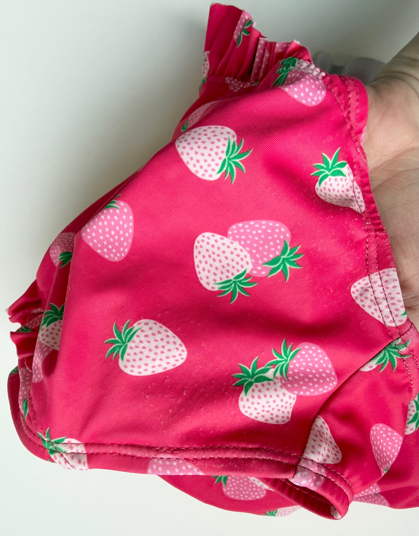 Joe Fresh Pink Ruffle Strawberries One Piece Swimsuit (5 Years)