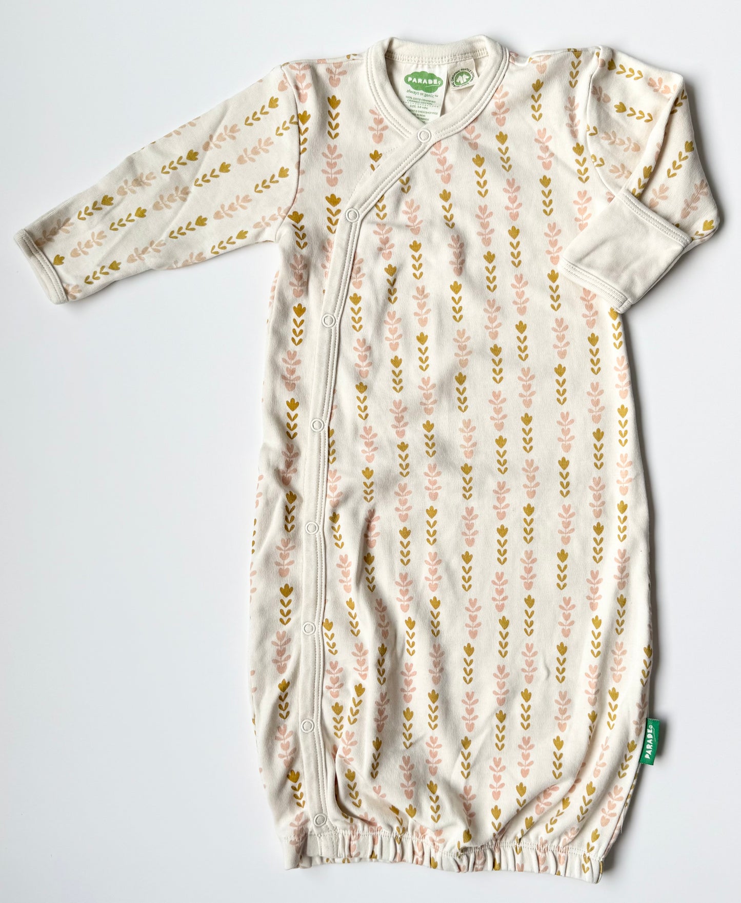 Parade Organics Off White Demask Sleep Gown (3-6 Months)