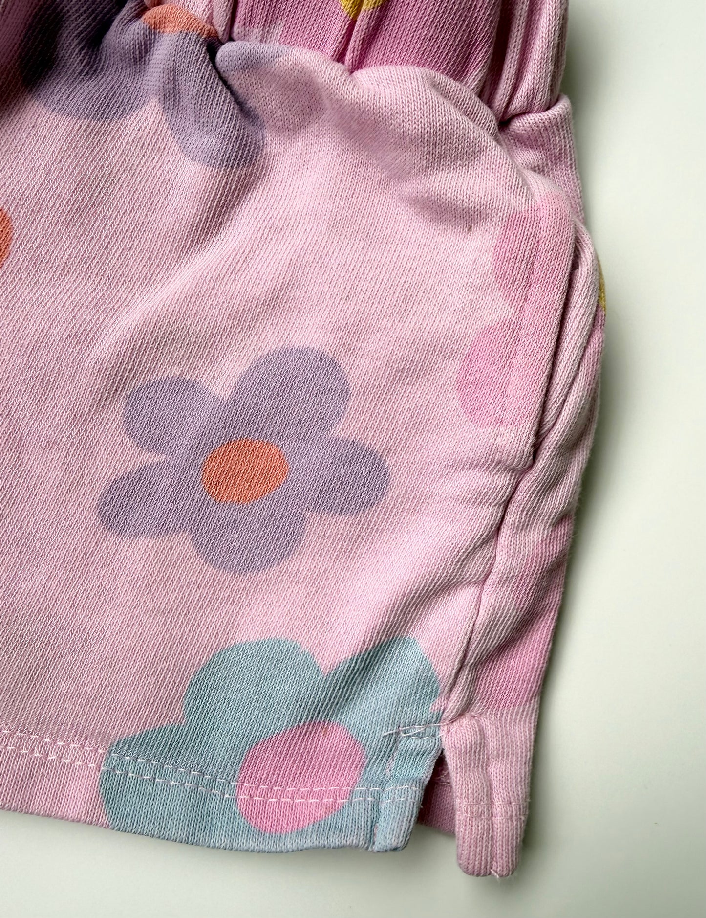 Zara Pink Daisy Flowers Sweat Shorts (18-24 Months)