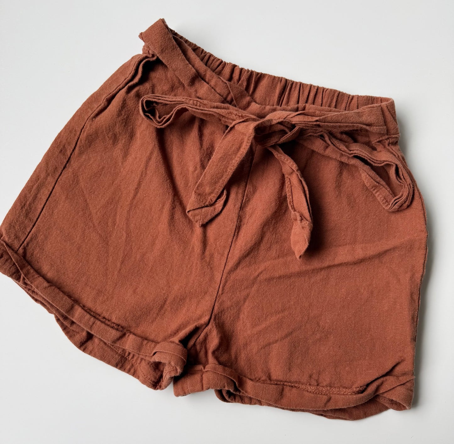 Yunerma Caramel Brown Tie Up Shorts (24 Months)
