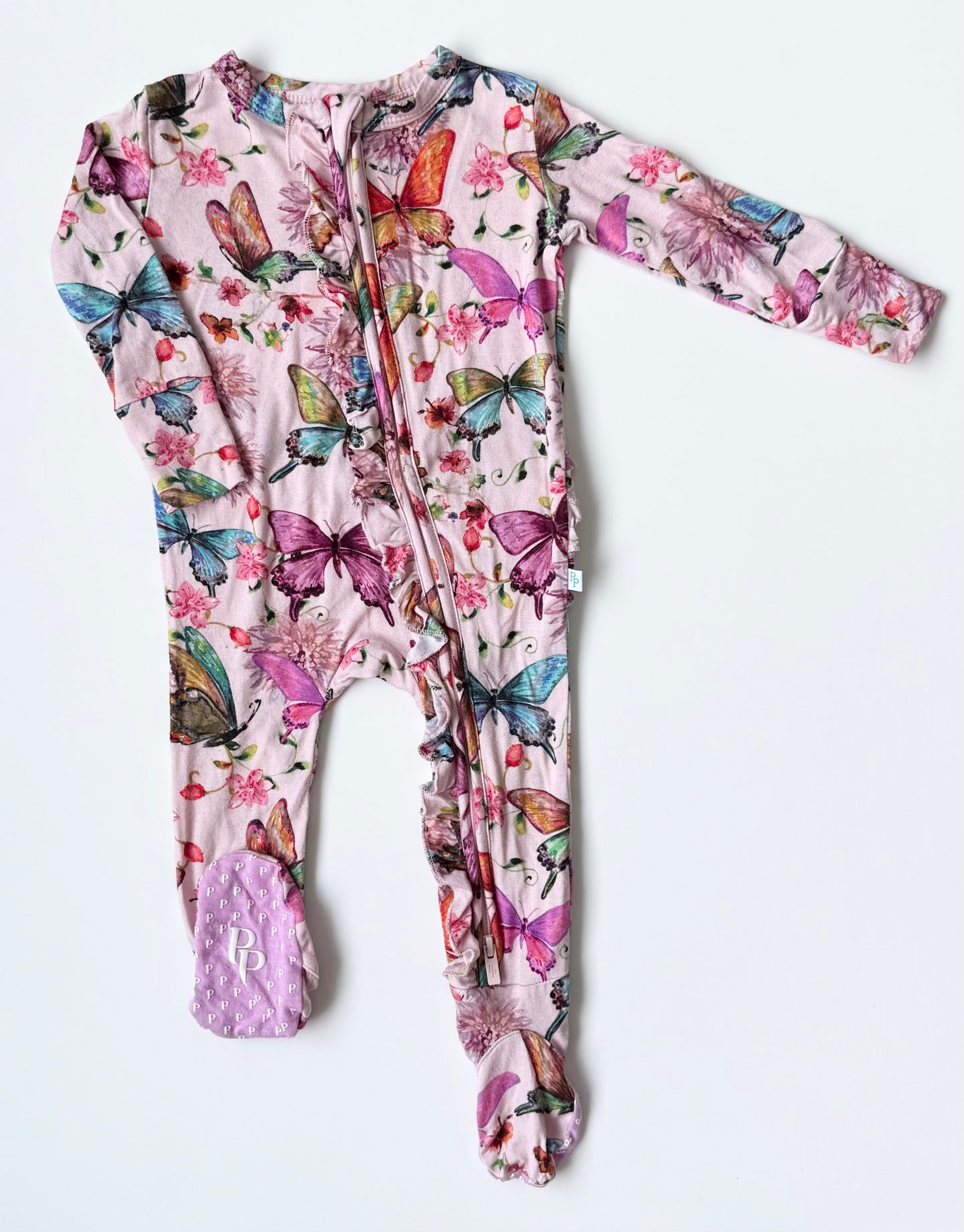 Posh Peanut Pink Floral Butterflies Sleeper (3-6 Months)
