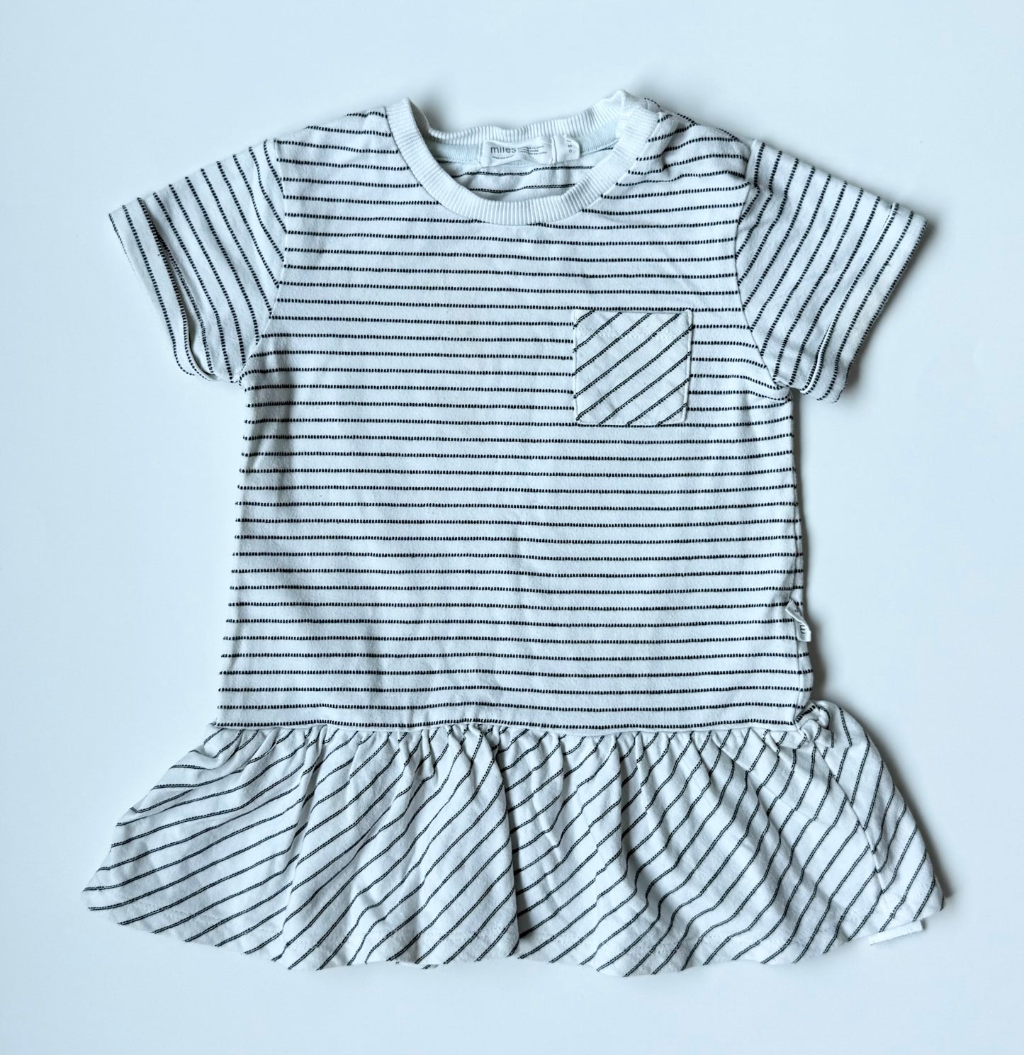 Miles White & Black Stripped T-Shirt Dress (12 Months)
