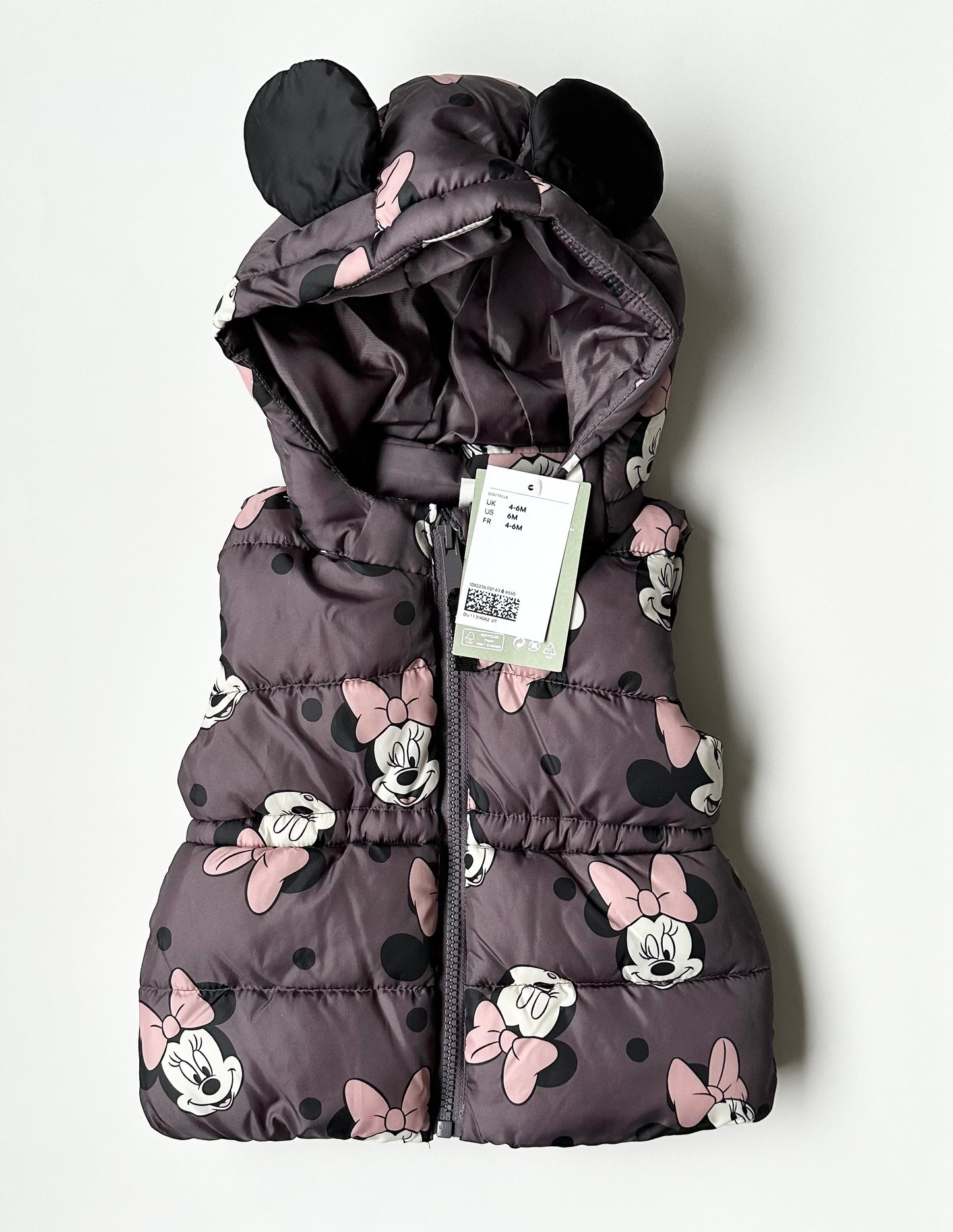 H&M Disneys Minnie Mouse Grey Puffer Vest - New (4-6 Months)