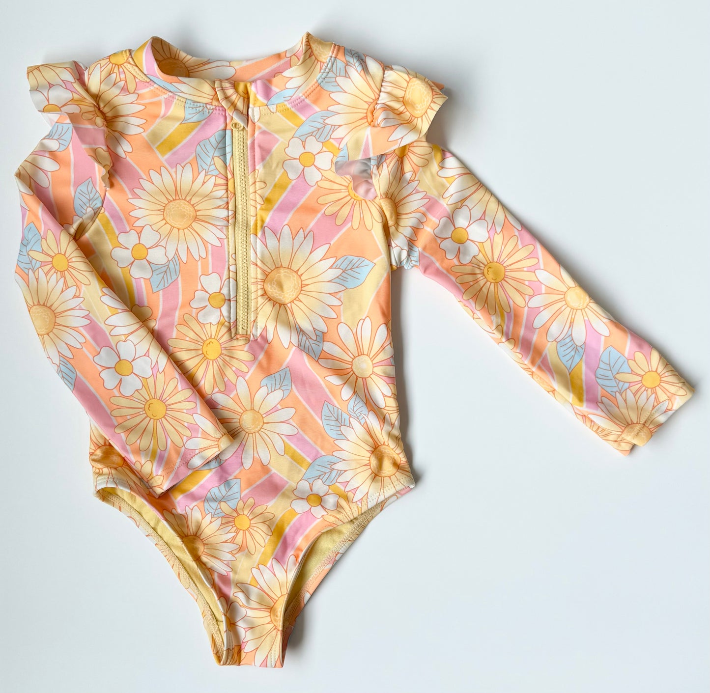 George Yellow & Pink Floral Long Sleeve One Piece Swimsuit (4T)