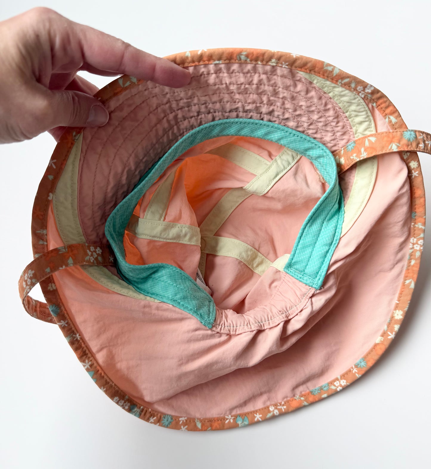 Patagonia Light Pink & Floral Trim Block The Sun Hat (18-24 Months)