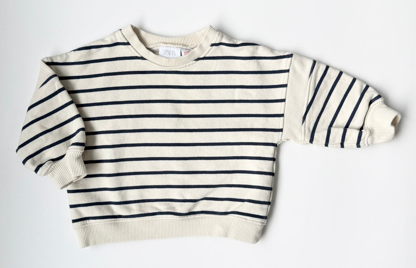Zara White & Navy Striped Crewneck Sweater (6-9 Months)
