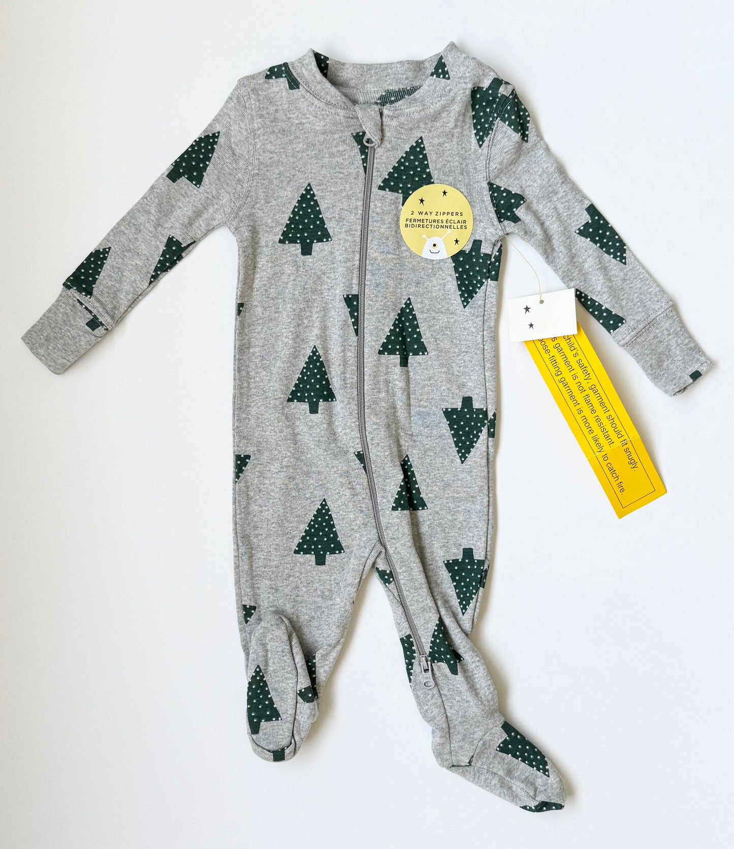 Rise Little Earthlings Grey Christmas Trees Sleeper - New (3-6 Months)