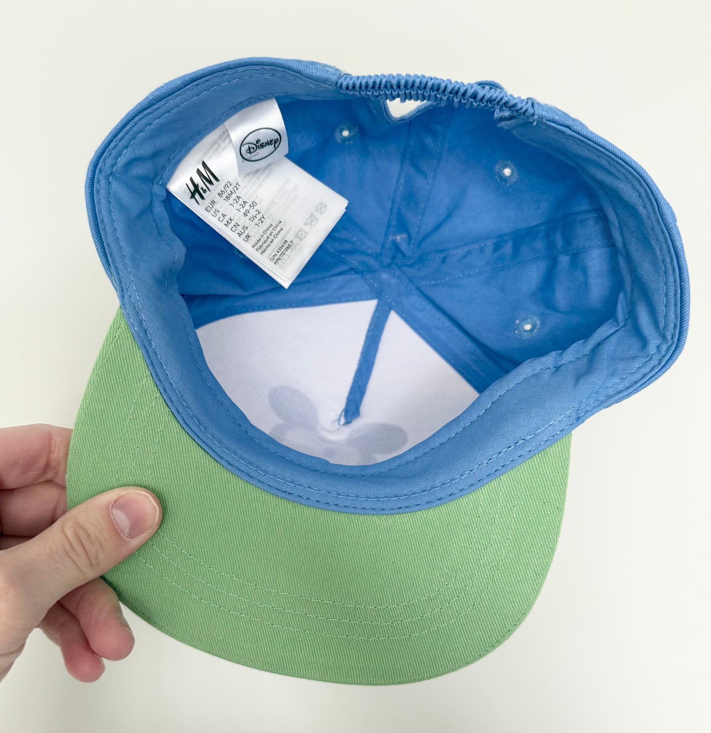 H&M Disney Blue & Green Mickey Mouse SnapBack Hat - New (12-24 Months)