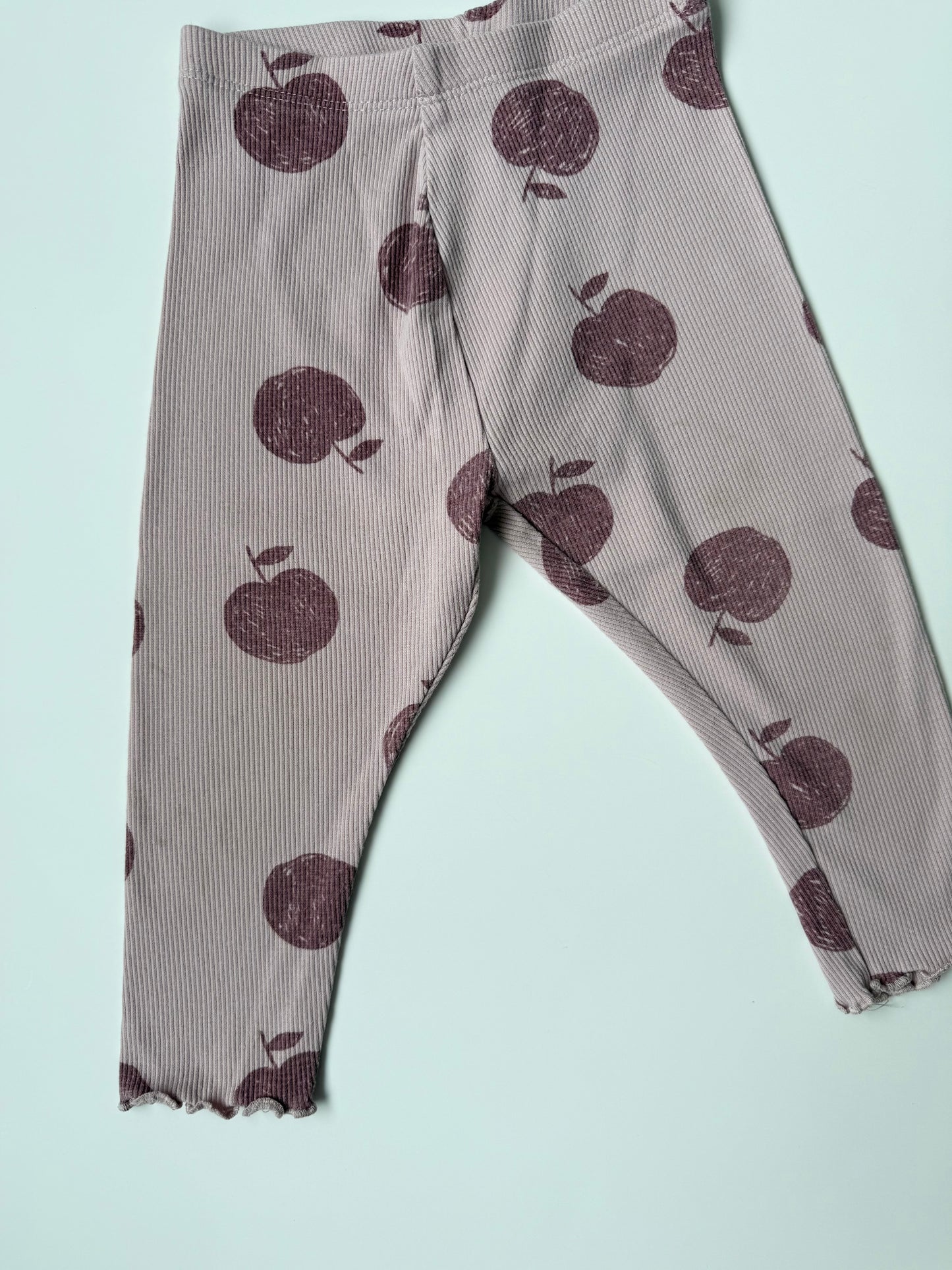 Zara Purple Ribbed Apples Long Sleeve & Leggings Set (12-18 Months)
