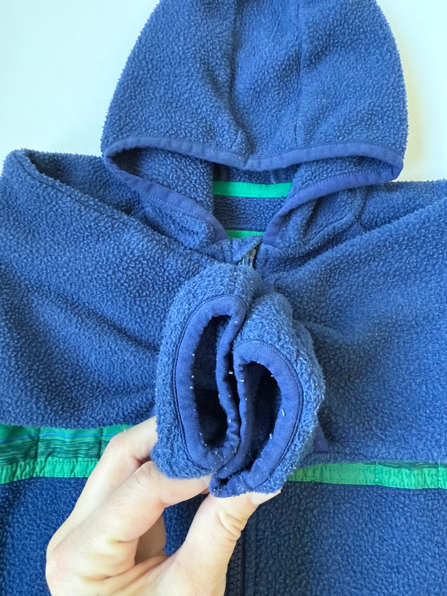 MEC Blue & Green Striped Hooded Fleece Zip Up (18 Months)