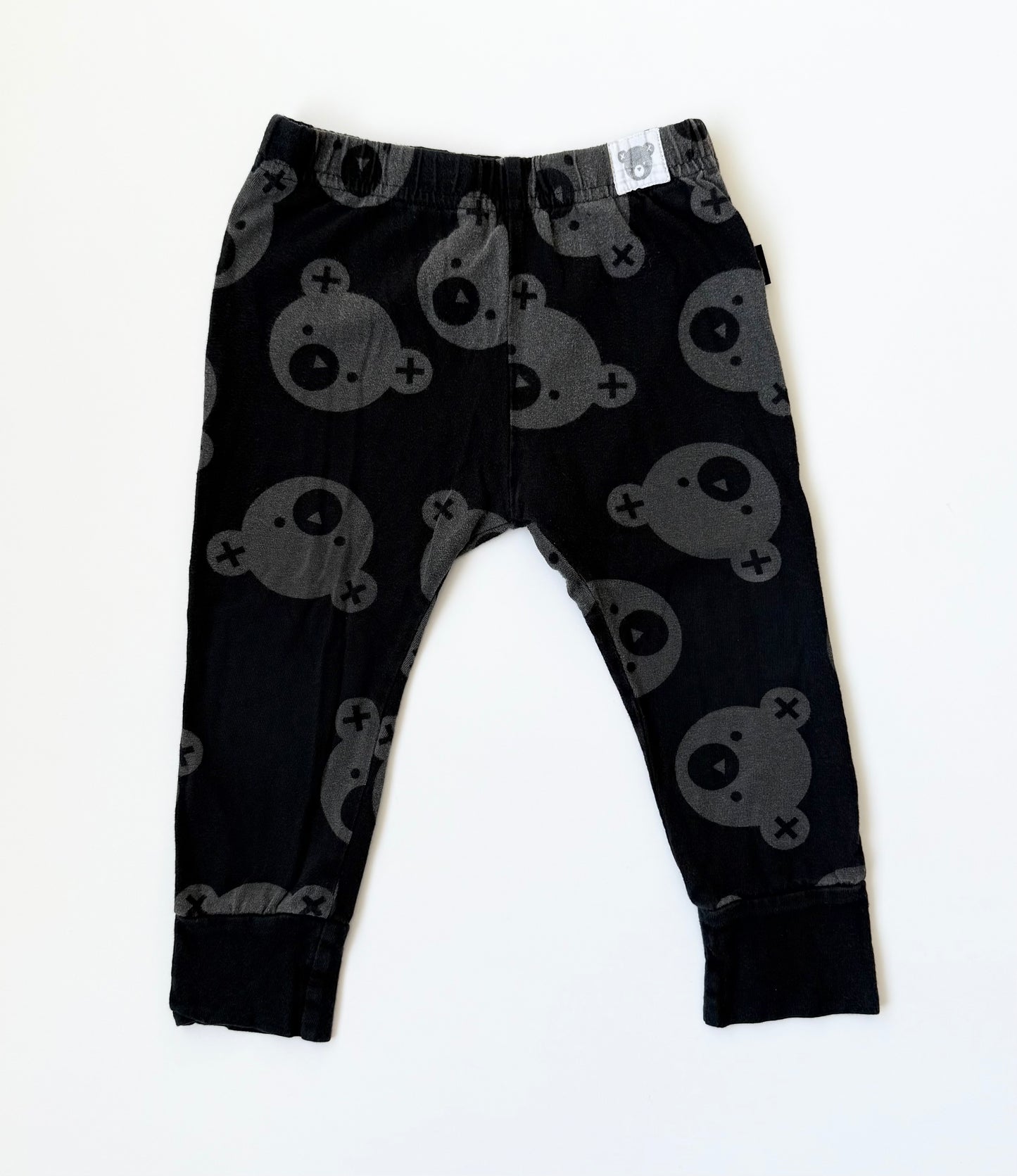 Huxbaby Black Teddy Heads Pants (3T)
