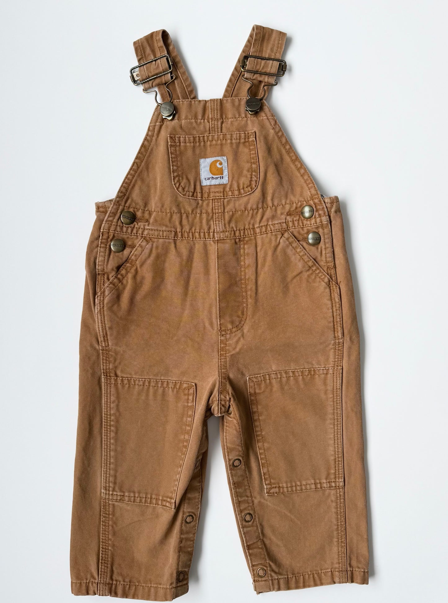 Carhartt Distresses Brown Canvas Bib Overalls (12 Months)