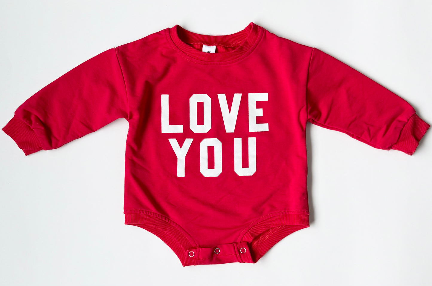 Red “Love You” Sweater Bubble Romper (2-3 Years)