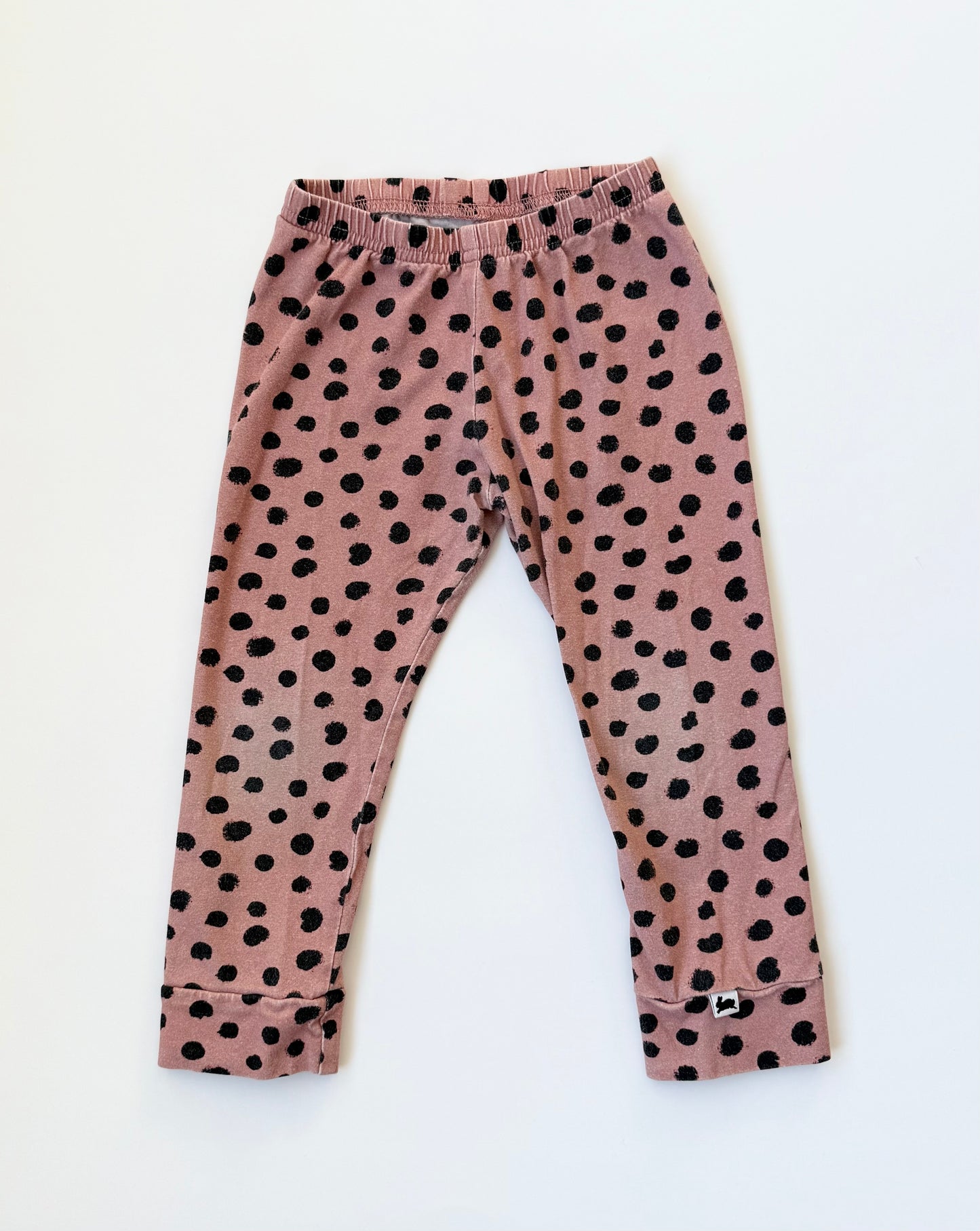 Little & Lively Pink & Black Polkadot Leggings (3T)