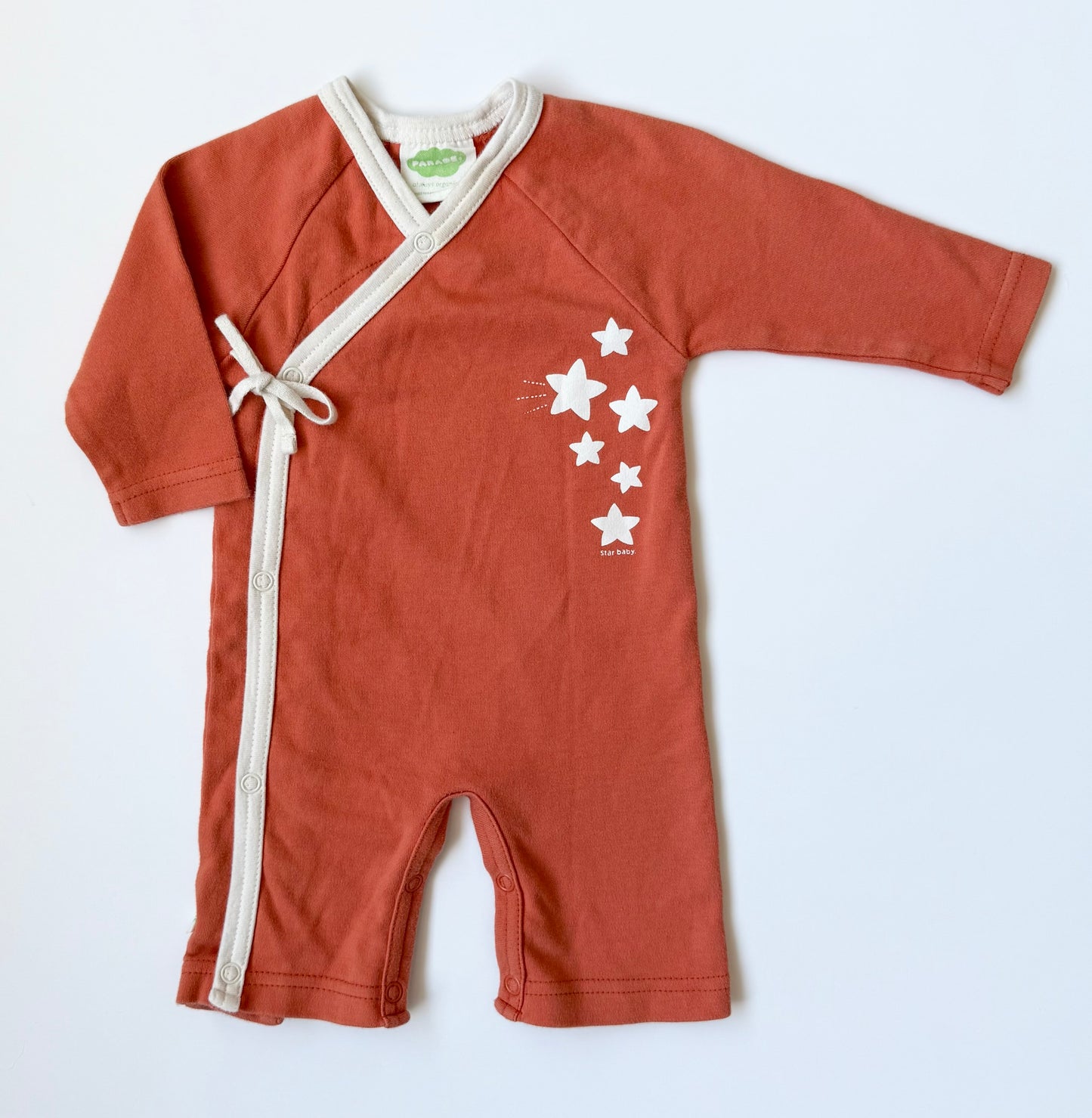 Parade Organics Orange Stars Kimono Wrap Romper (0-3 Months)