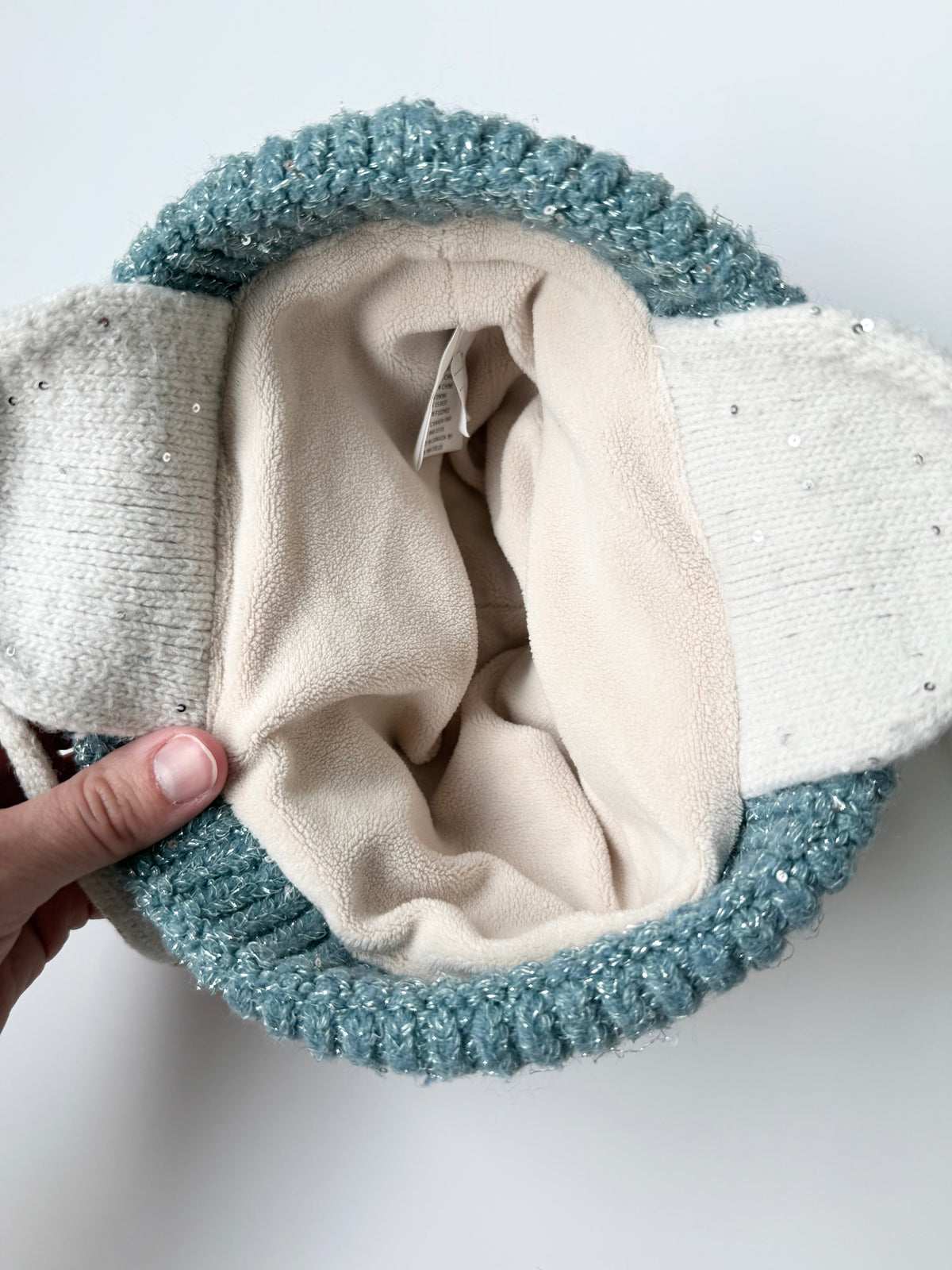 Deux Par Deux Blue & Pink Sparkle Knit Pom Toque (2/4 Years)