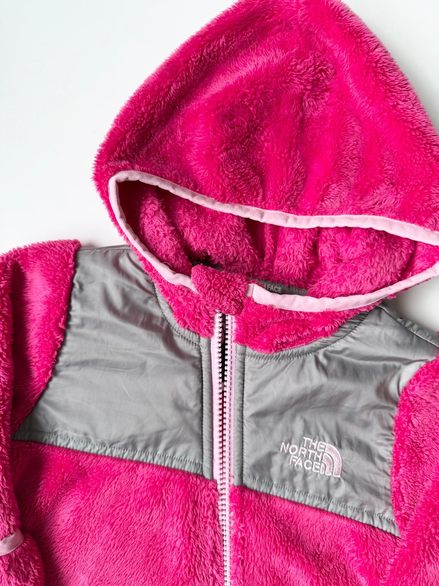 The North Face Oso Hot Pink & Grey Fleece Bunting Suit (6-12 Months)