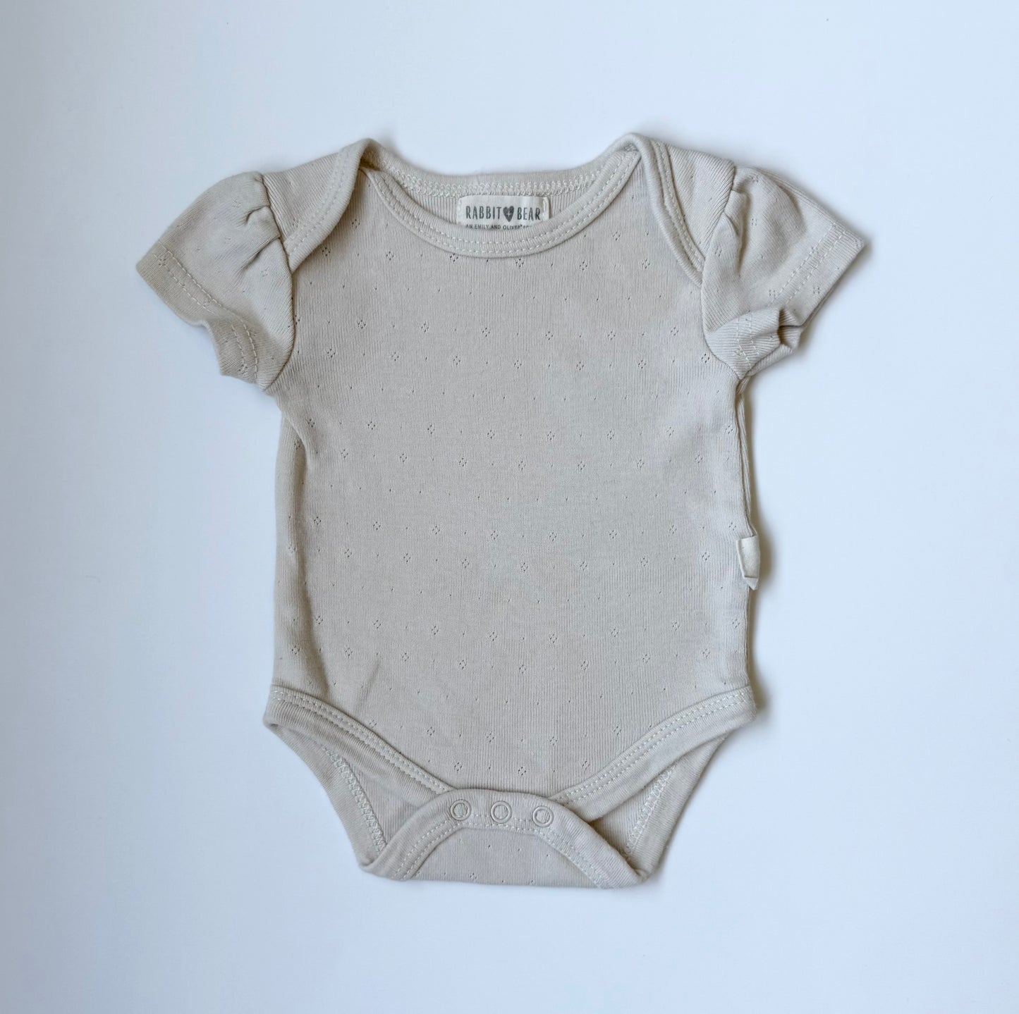 Rabbit + Bear Light Beige Print Short Sleeve Bodysuit (0-3 Months)
