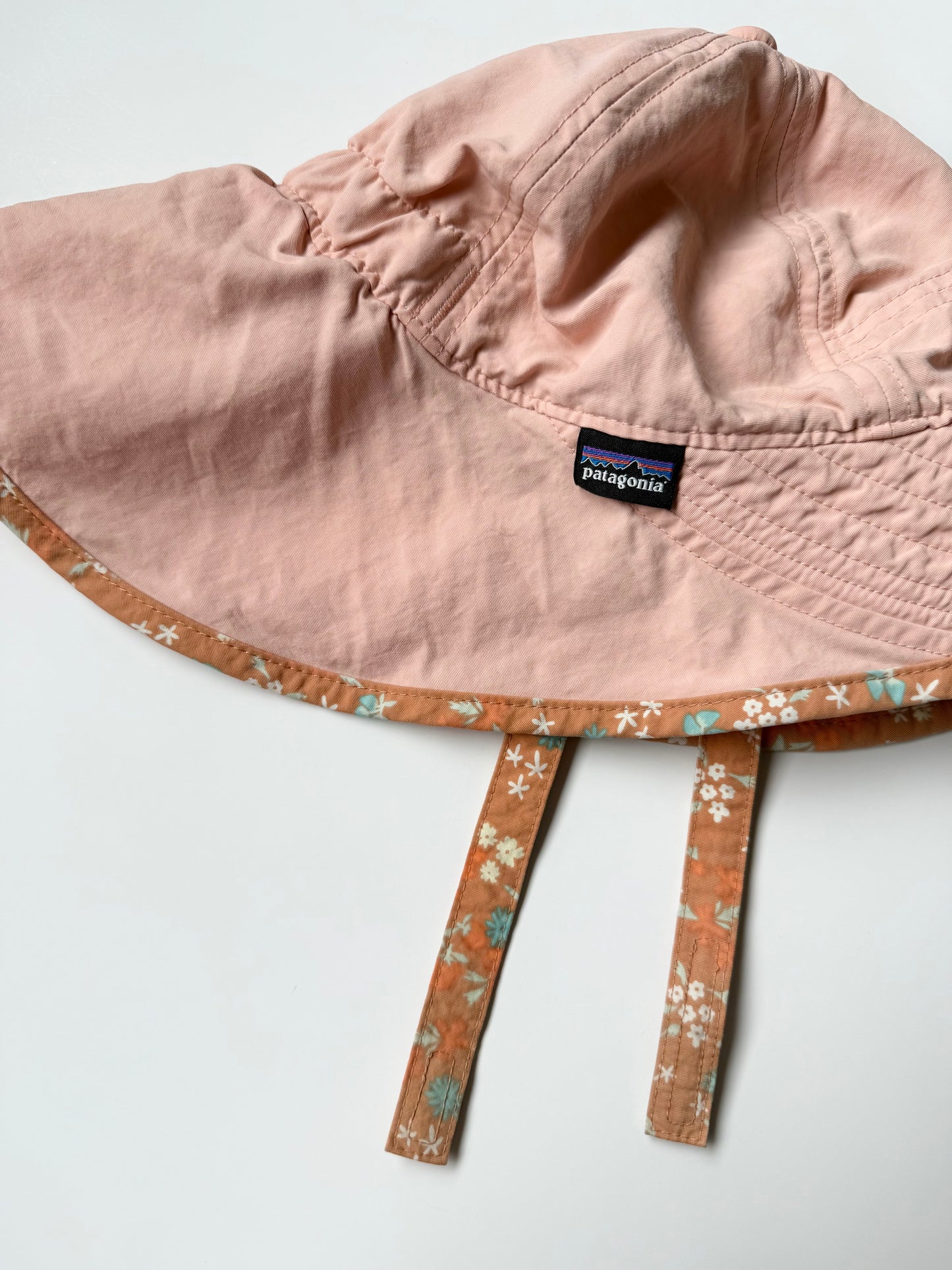 Patagonia Light Pink & Floral Trim Block The Sun Hat (18-24 Months)