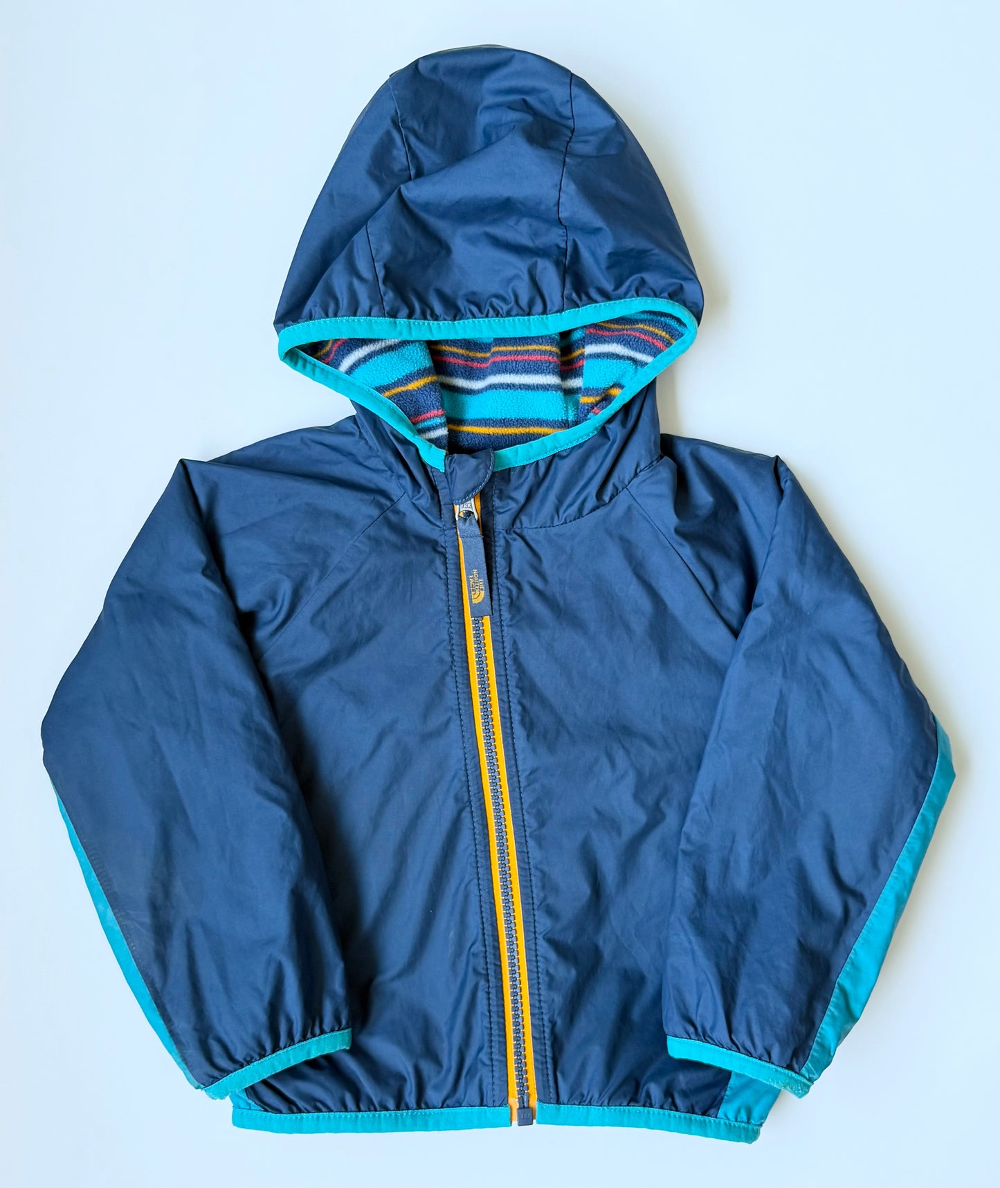 The North Face Blue Stripped Reversible Breezeway Fall Jacket (18-24 Months)