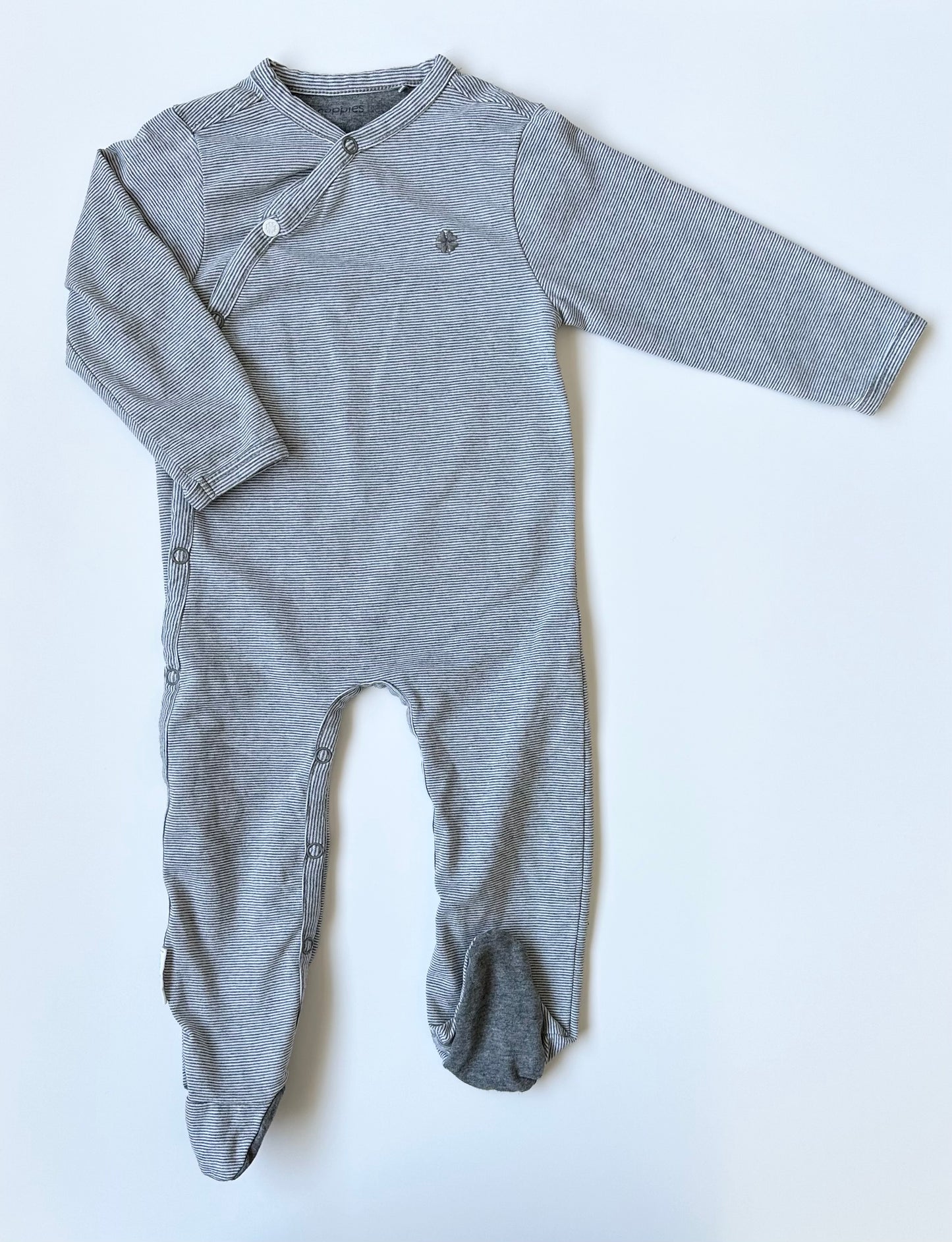 Noppies Grey Stripped Snap Sleeper (3-6 Months)