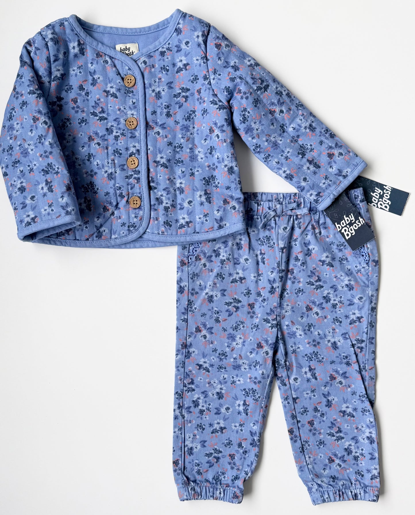 Oshkosh Purple Antique Floral Quilted Sweater & Pants Set - New (12 Months)