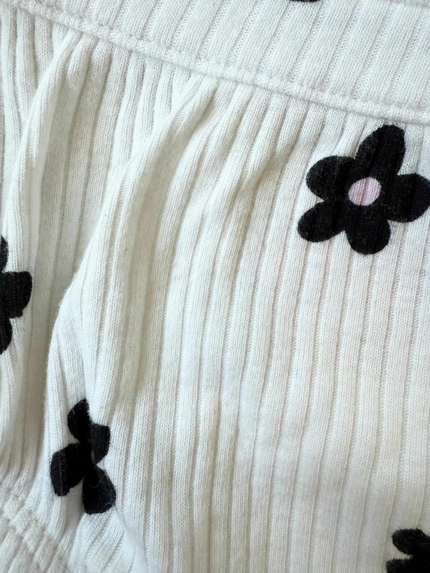 Cat & Jack White & Black Flowers Ribbed Summer Romper (Newborn)