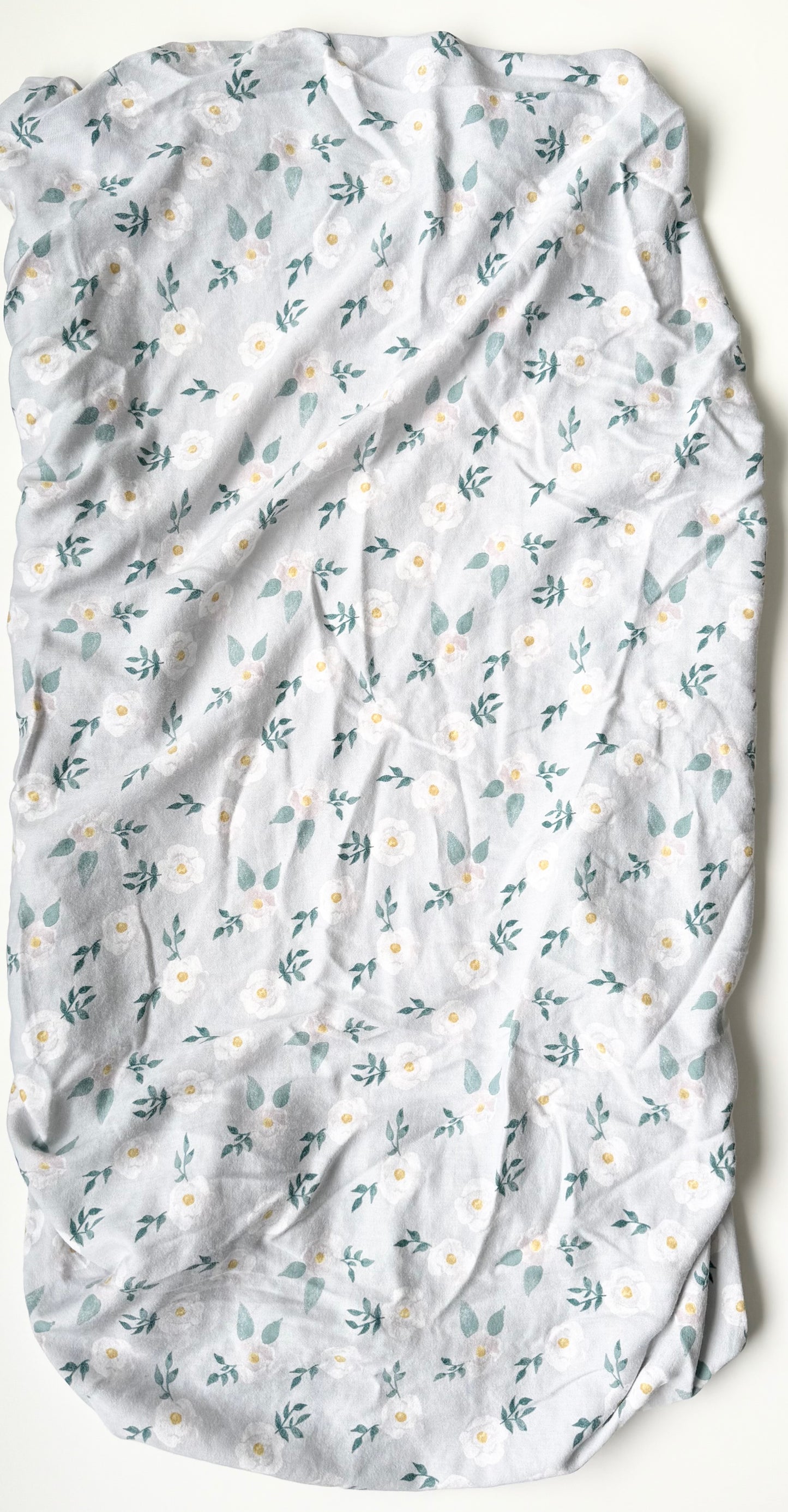 Moss & Willow Light Blue/Grey Floral Crib Sheet