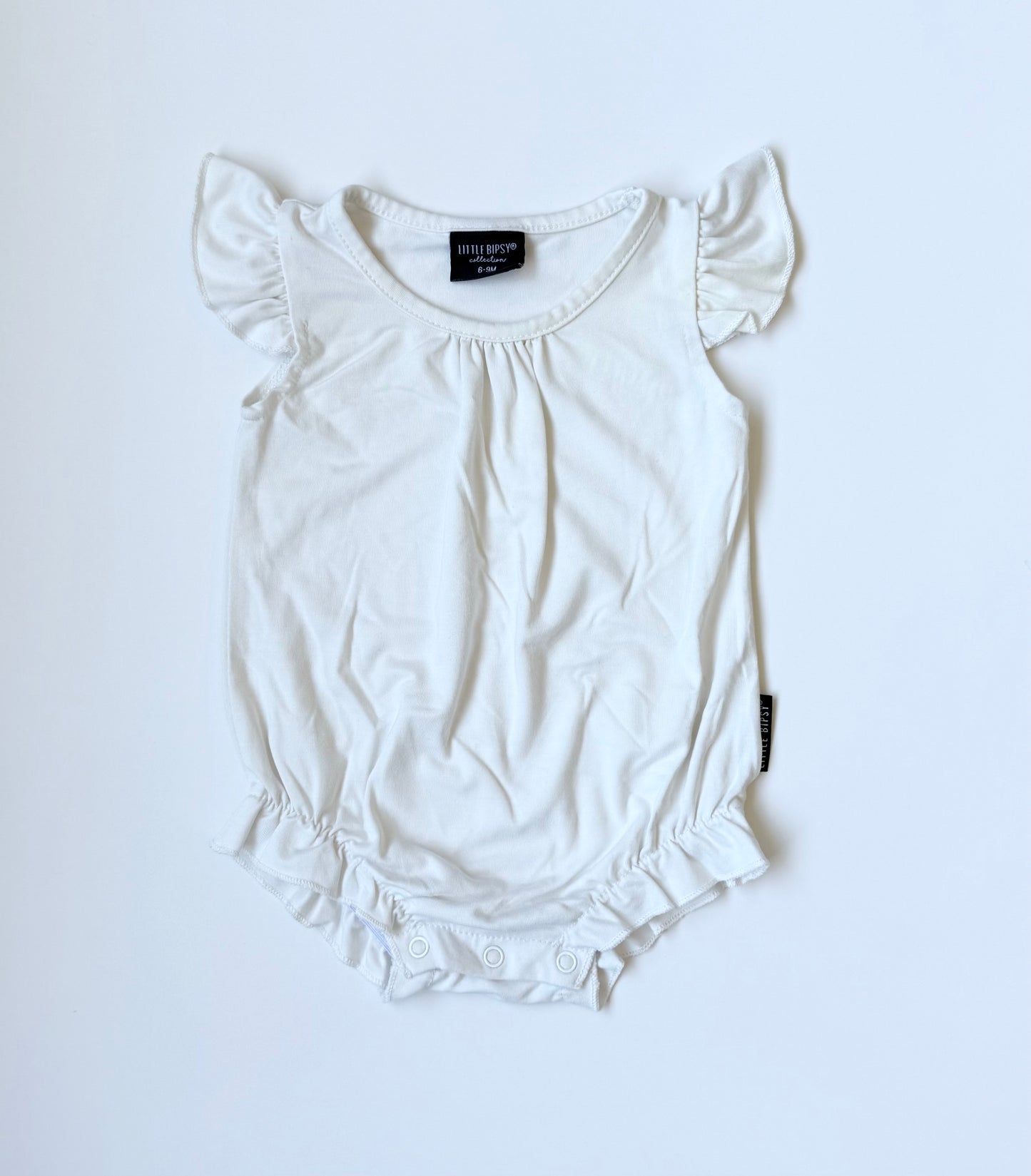 Little Bipsy White Short Sleeve Ruffle Bodysuit (6-9 Months)