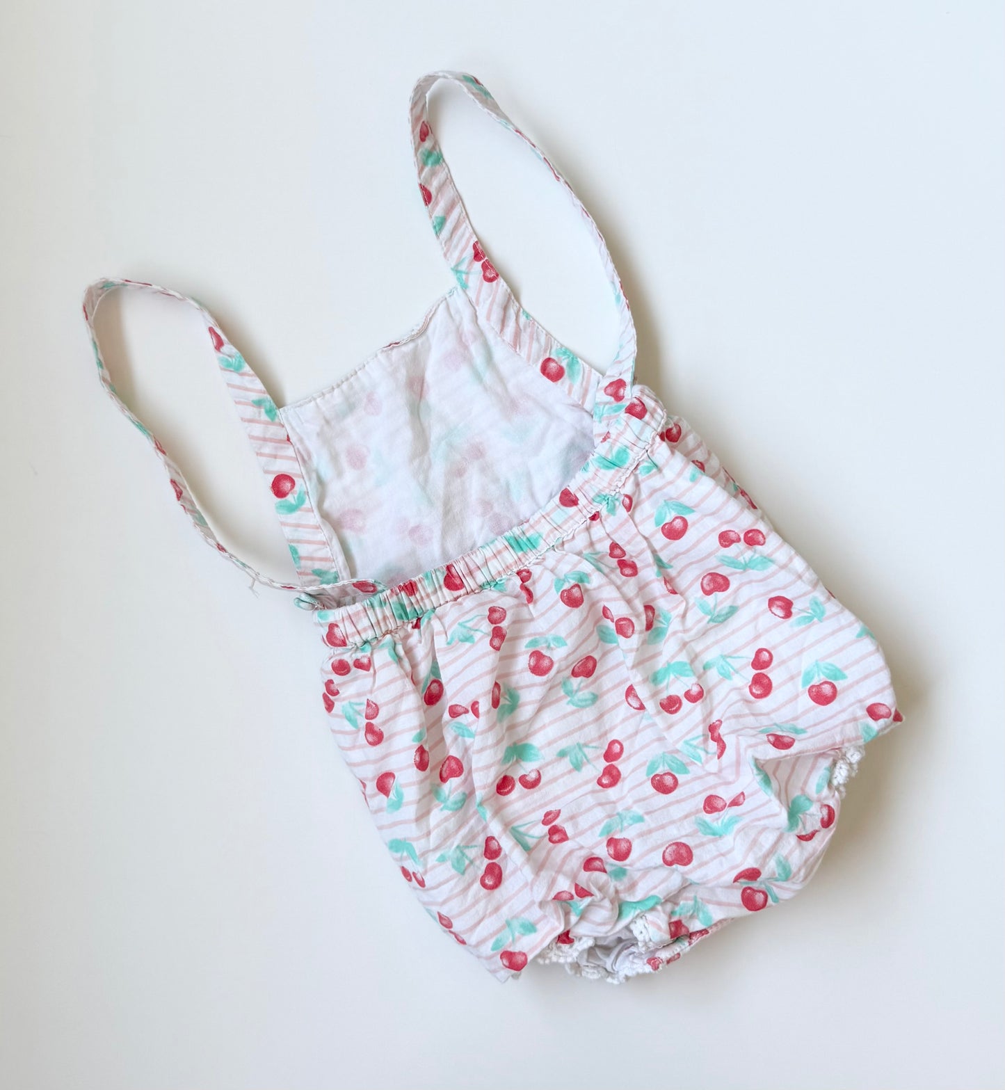 Piper & Posie Light Pink Cherries Summer Bubble Romper (6-9 Months)