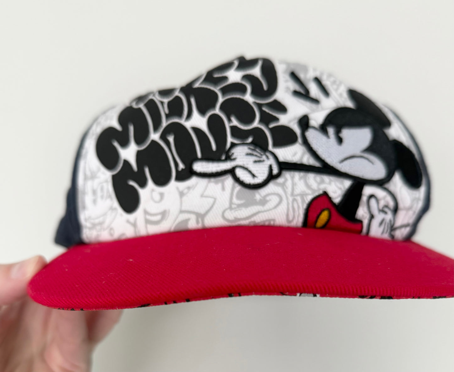 Adult Disney Parks Red & Navy Graffiti Mickey Mouse SnapBack Hat
