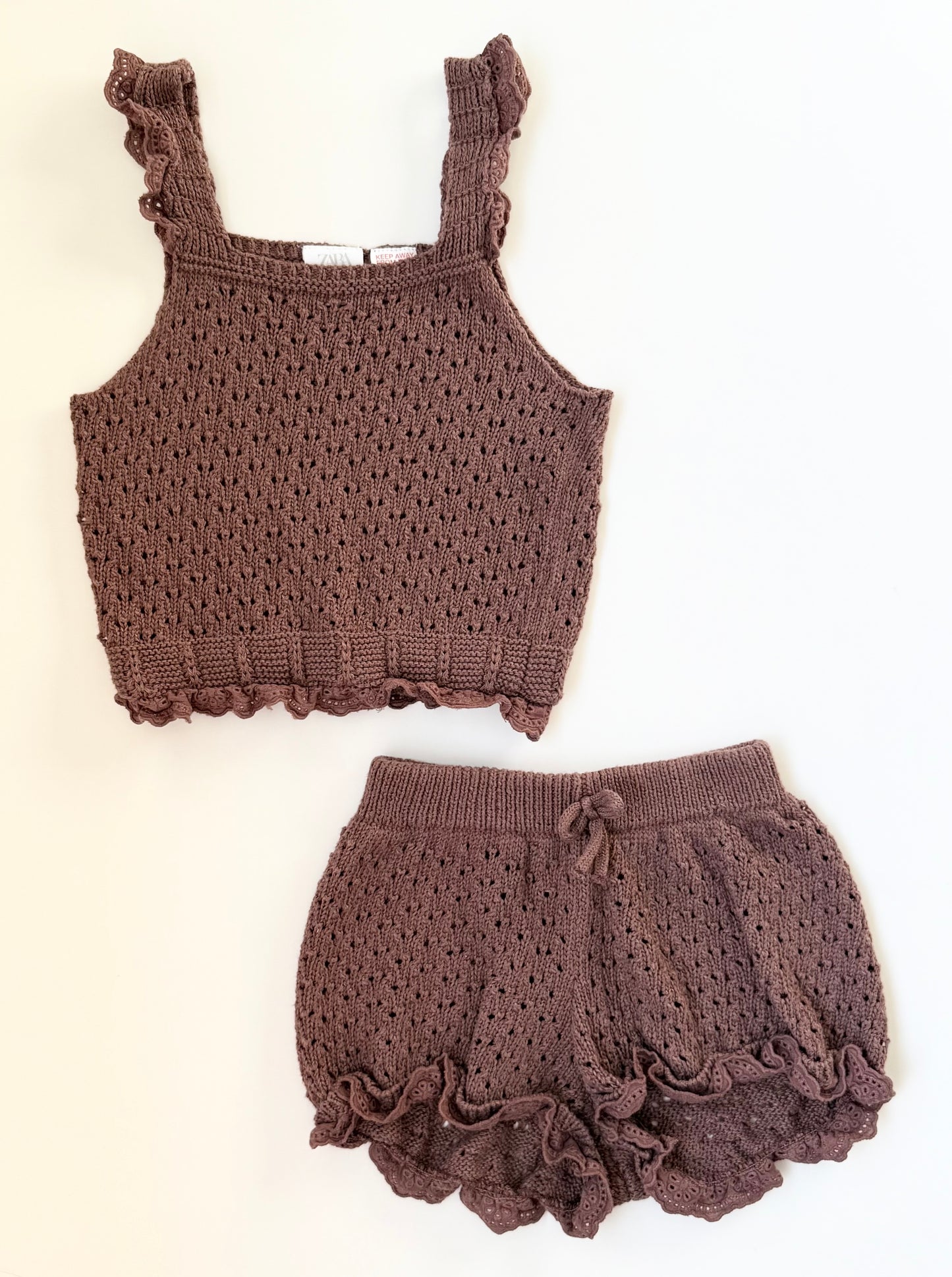 Zara Brown Knit Tank Top & Shorts Set (5-6 Years)