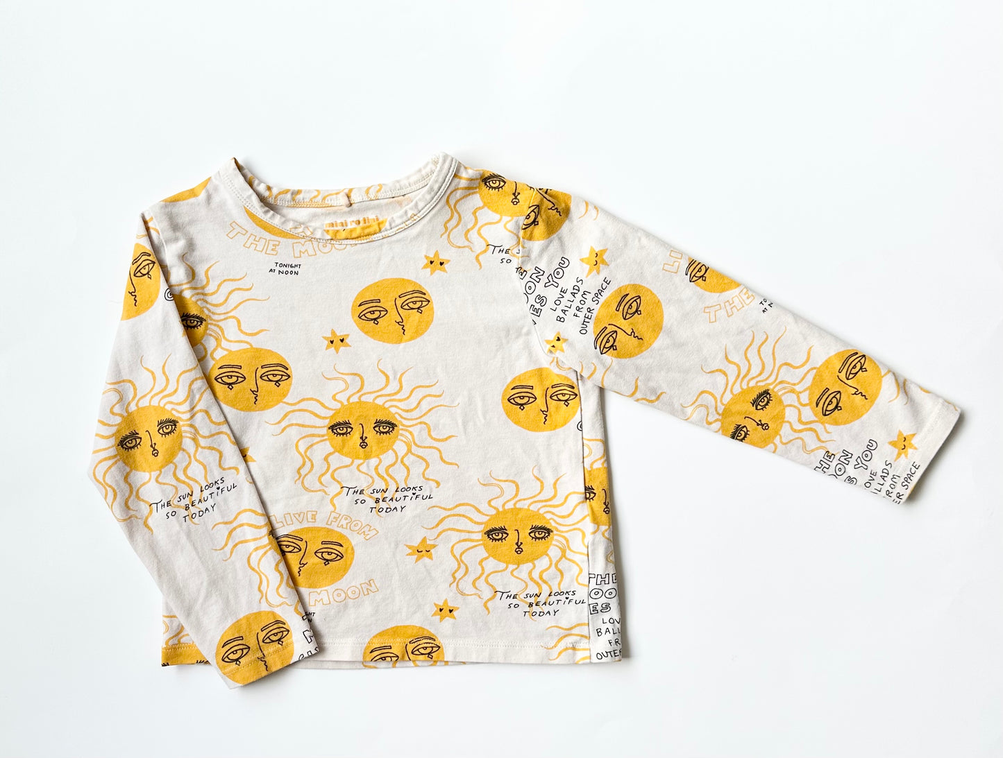 Mini Rodini White Moon & Sun Long Sleeve & Leggings Matching Set in Yellow (2-3 Years)