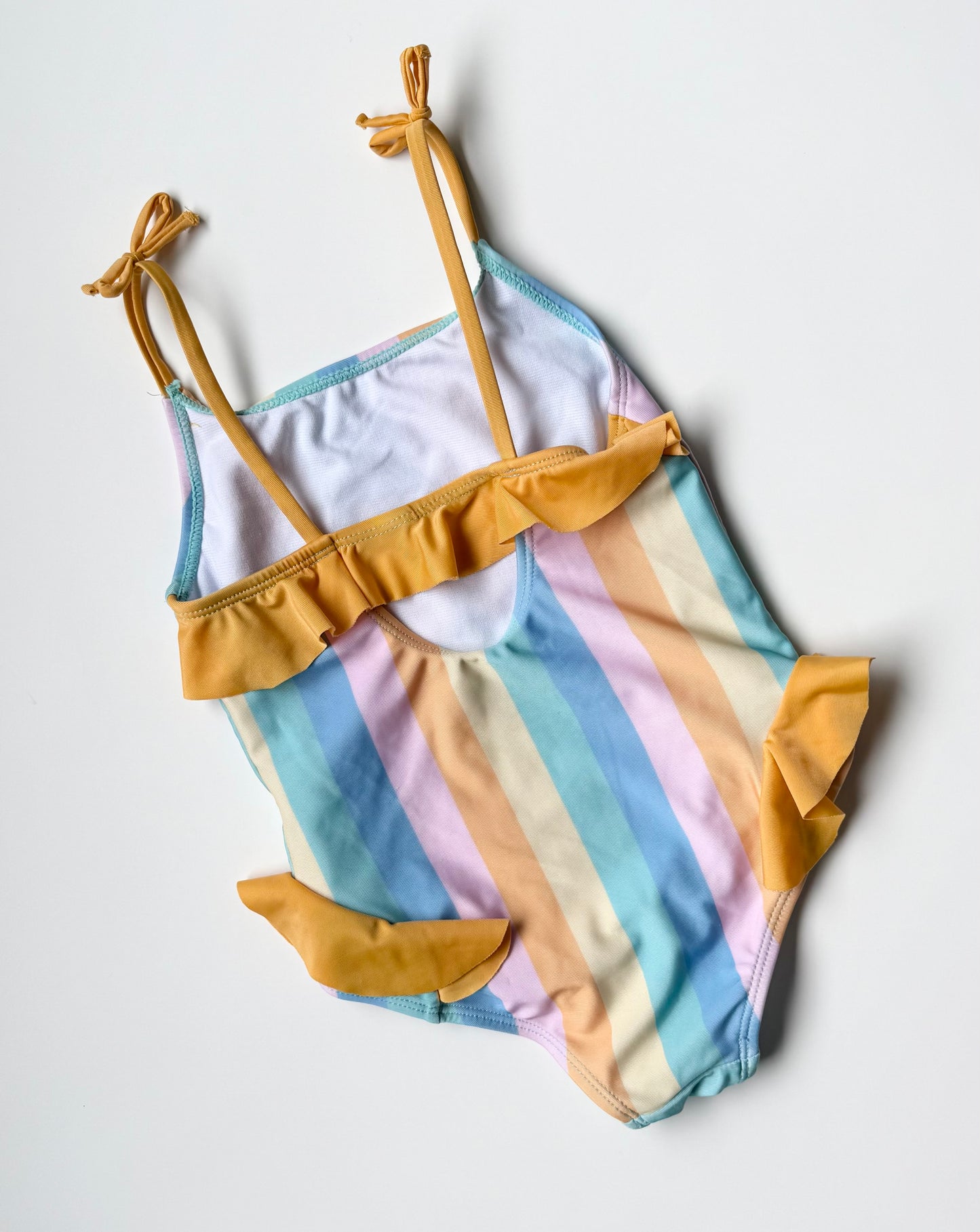 Bluey Light Orange & Blue Stripped One Piece Swimsuit (4T)