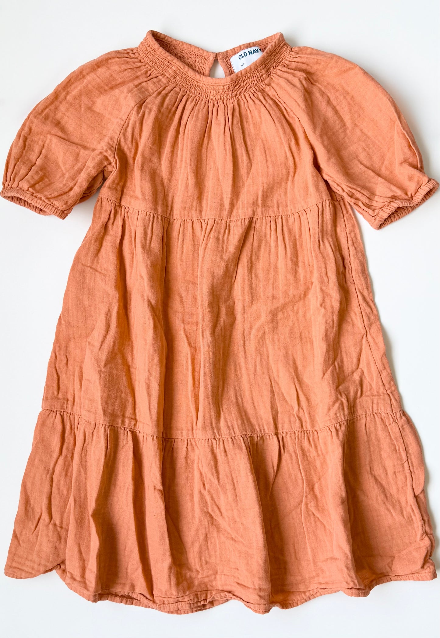 Old Navy Orange Muslin Tiered Short Sleeve Dress (5 Years)