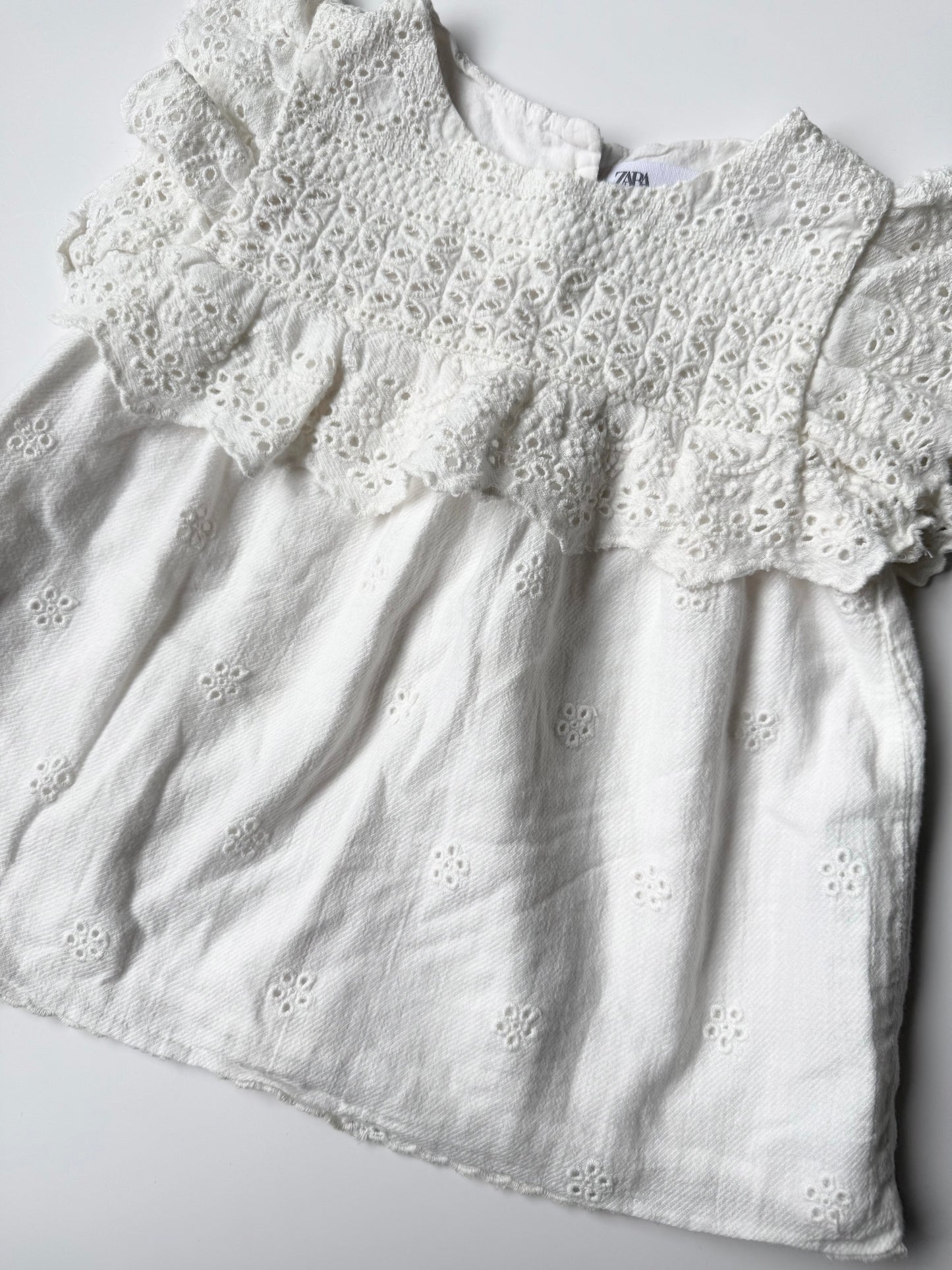 Zara White Linen & Lace Sleeveless Top (3-4 Years)