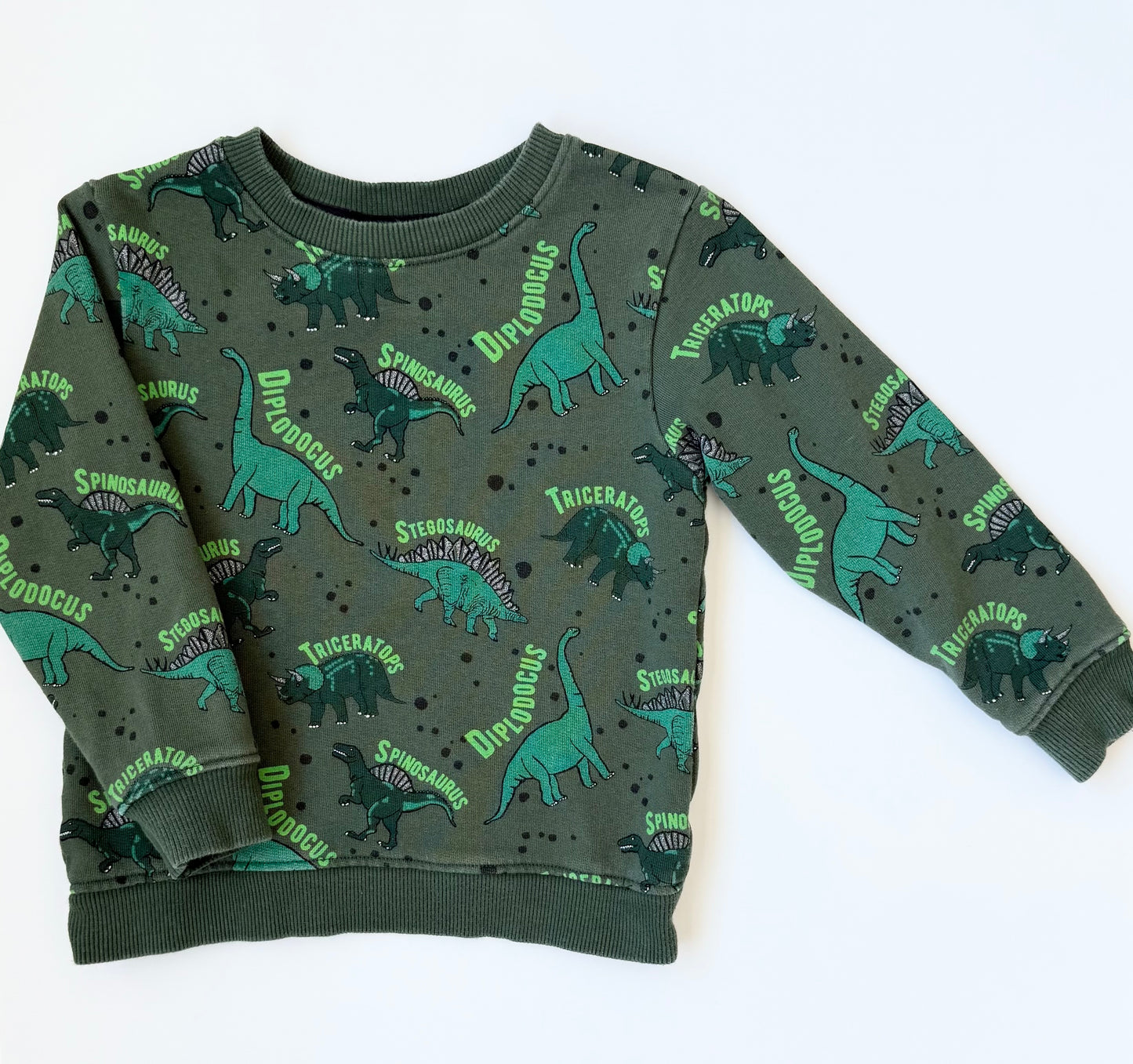 H&M Green Dinosaurs Crewneck Sweater (2-4 Years)