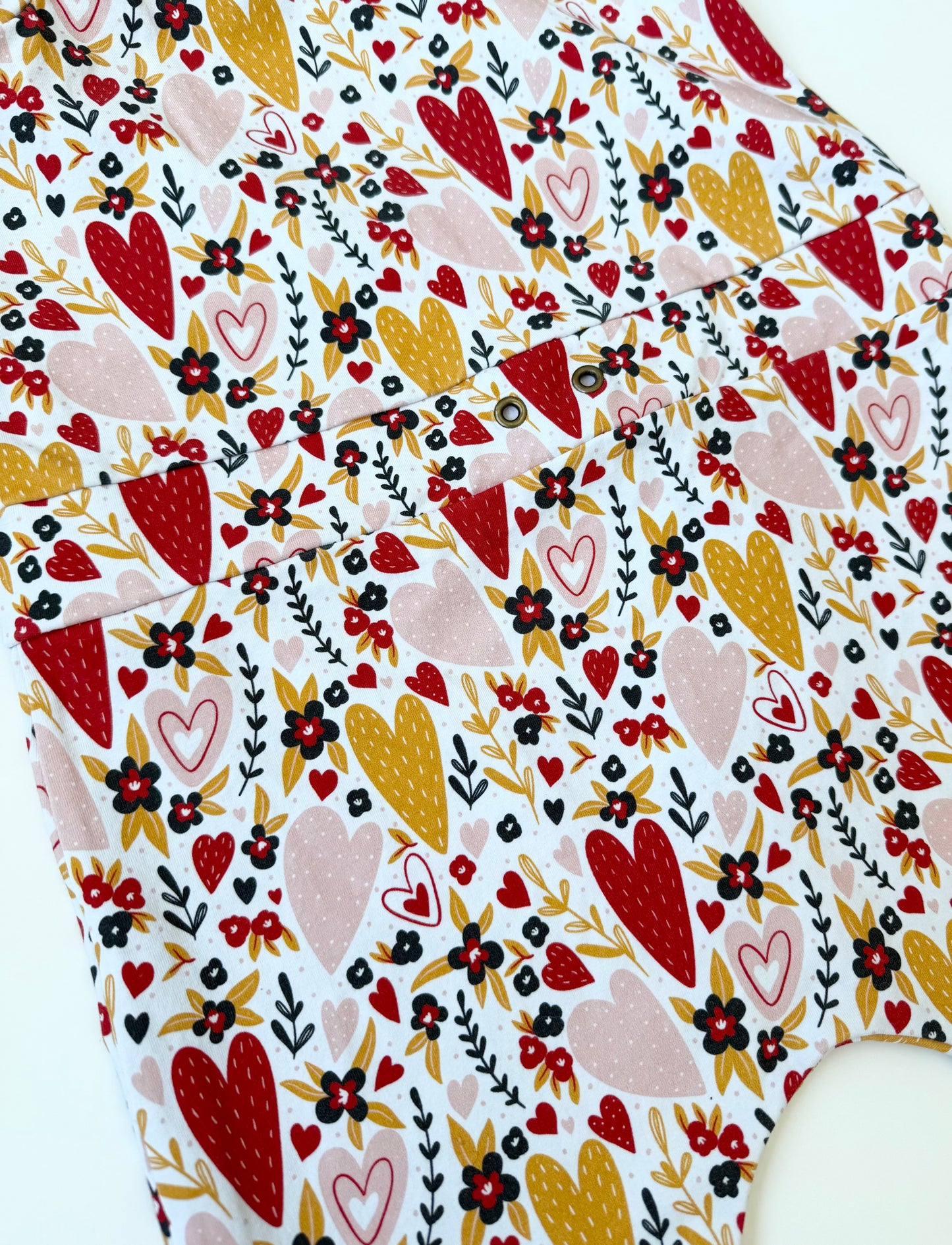 Finn & Grin Colorful Hearts & Florals Jumpsuit (3T)