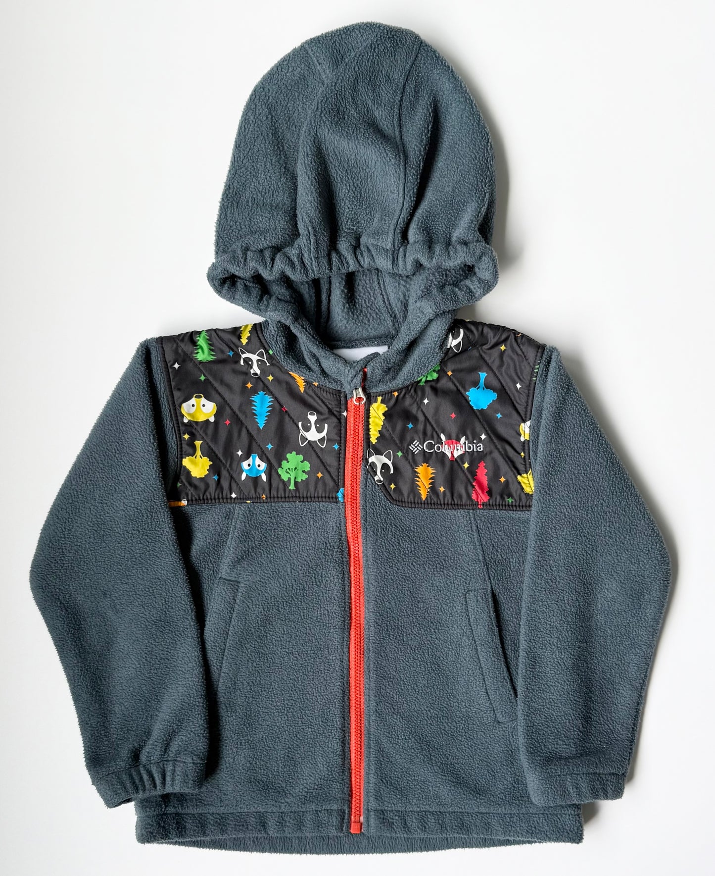 Columbia Dark Grey Woodland Creatures Hooded Fleece Zip Up (3T)